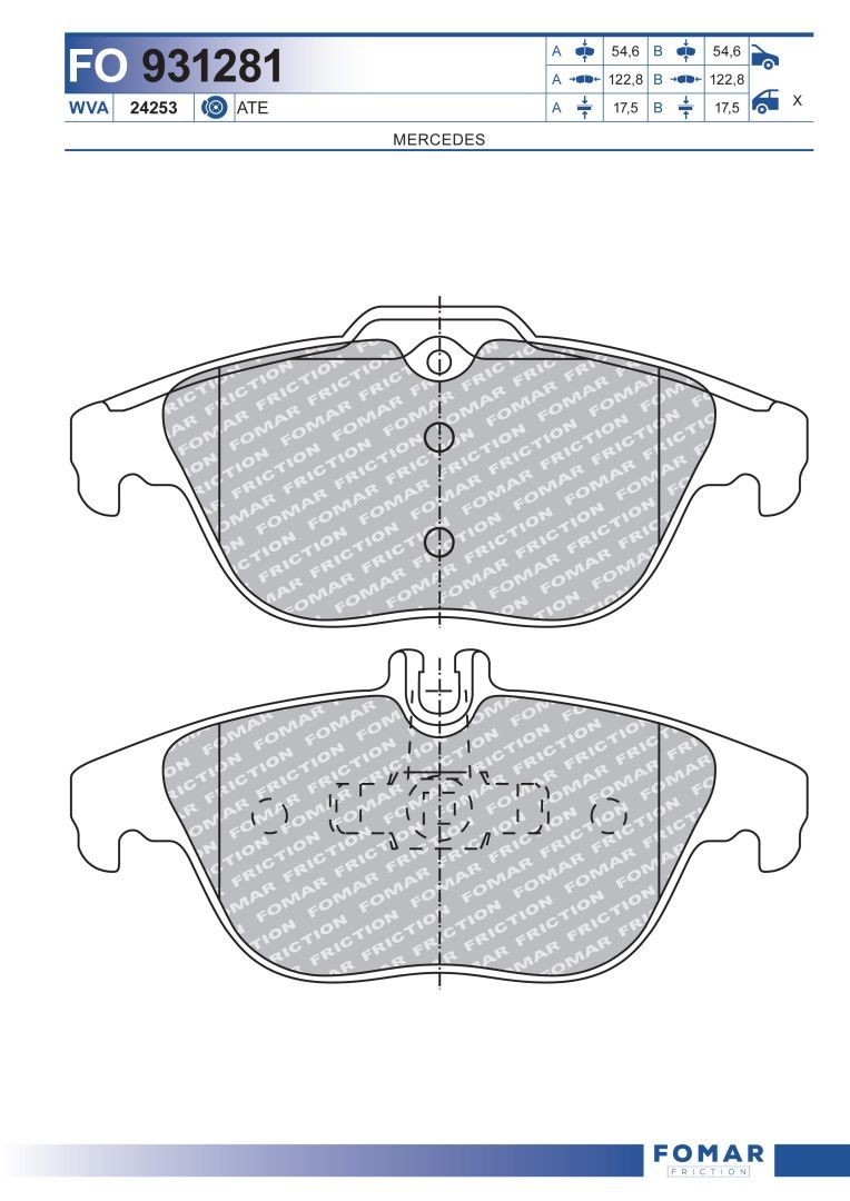 FOMAR Friction FO 9043: Piduriklotside komplekt 228,60mm