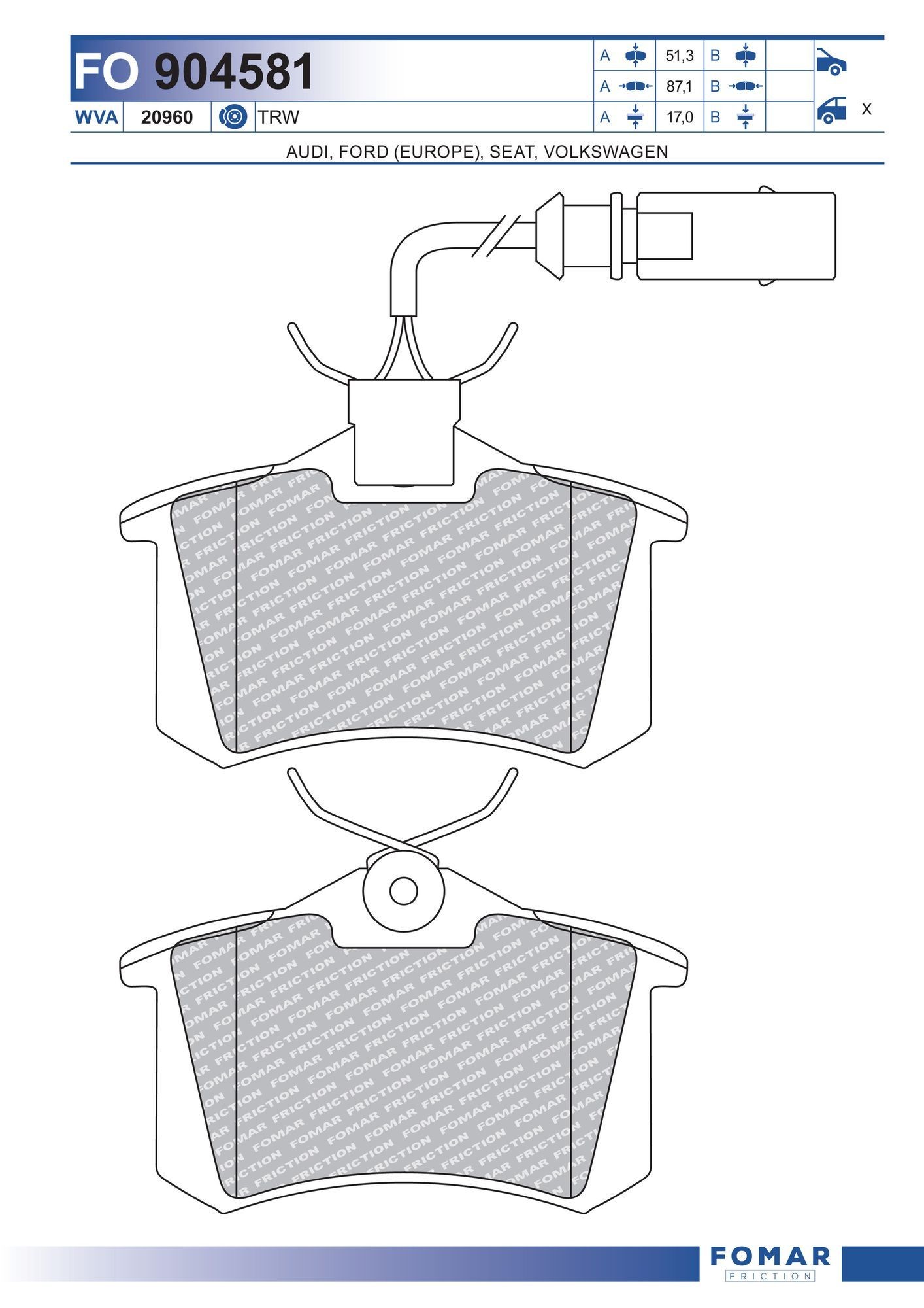 FOMAR Friction FO 904581: Bromsbelägg
