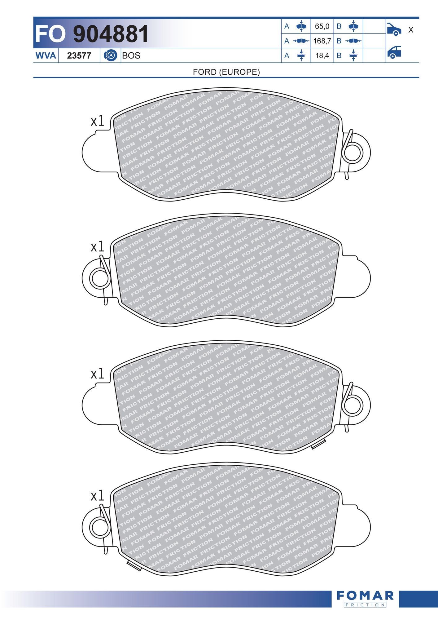 FOMAR Friction FO 904881: Piduriklotsid