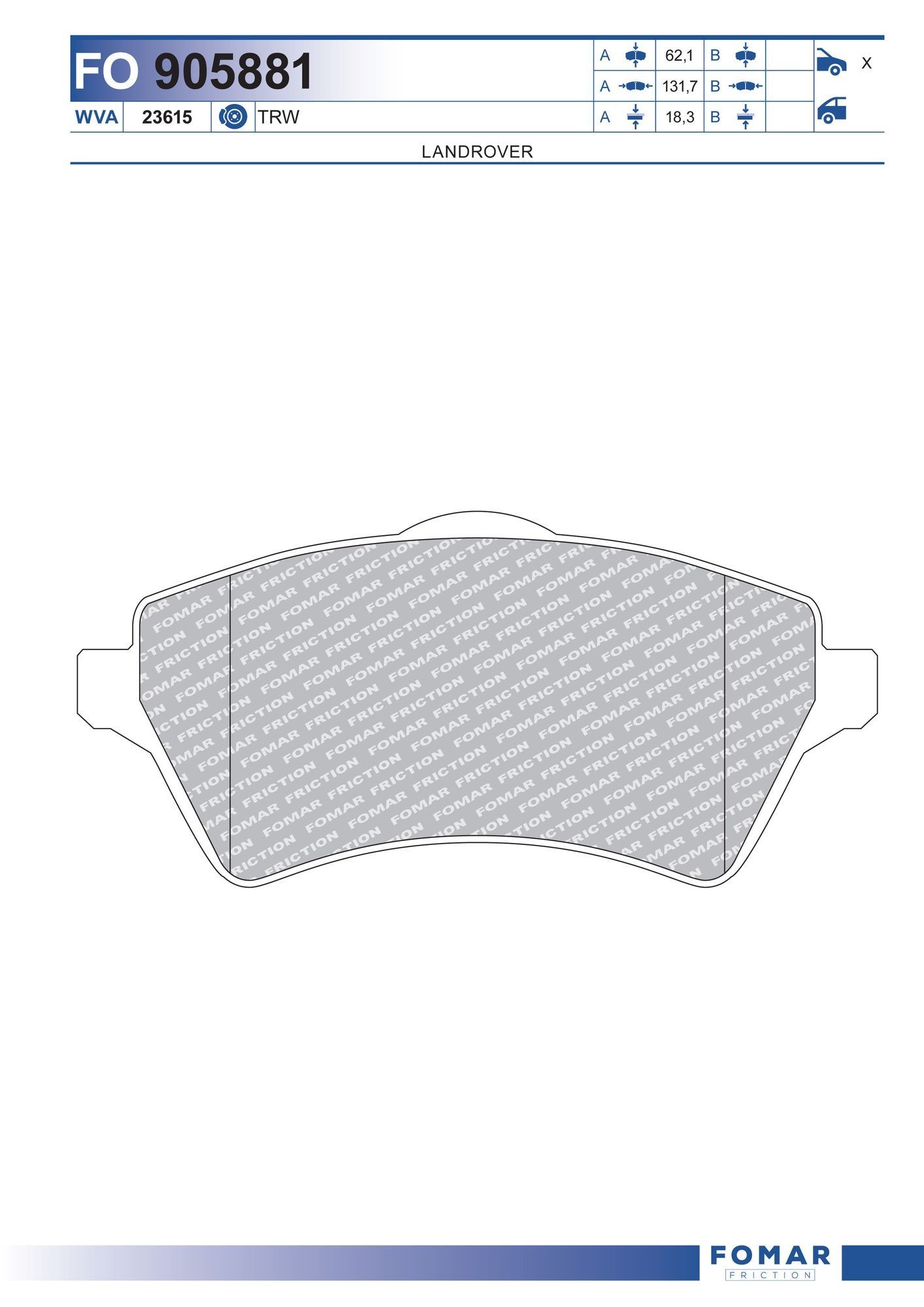 FOMAR Friction FO 905881: Piduriklotsid