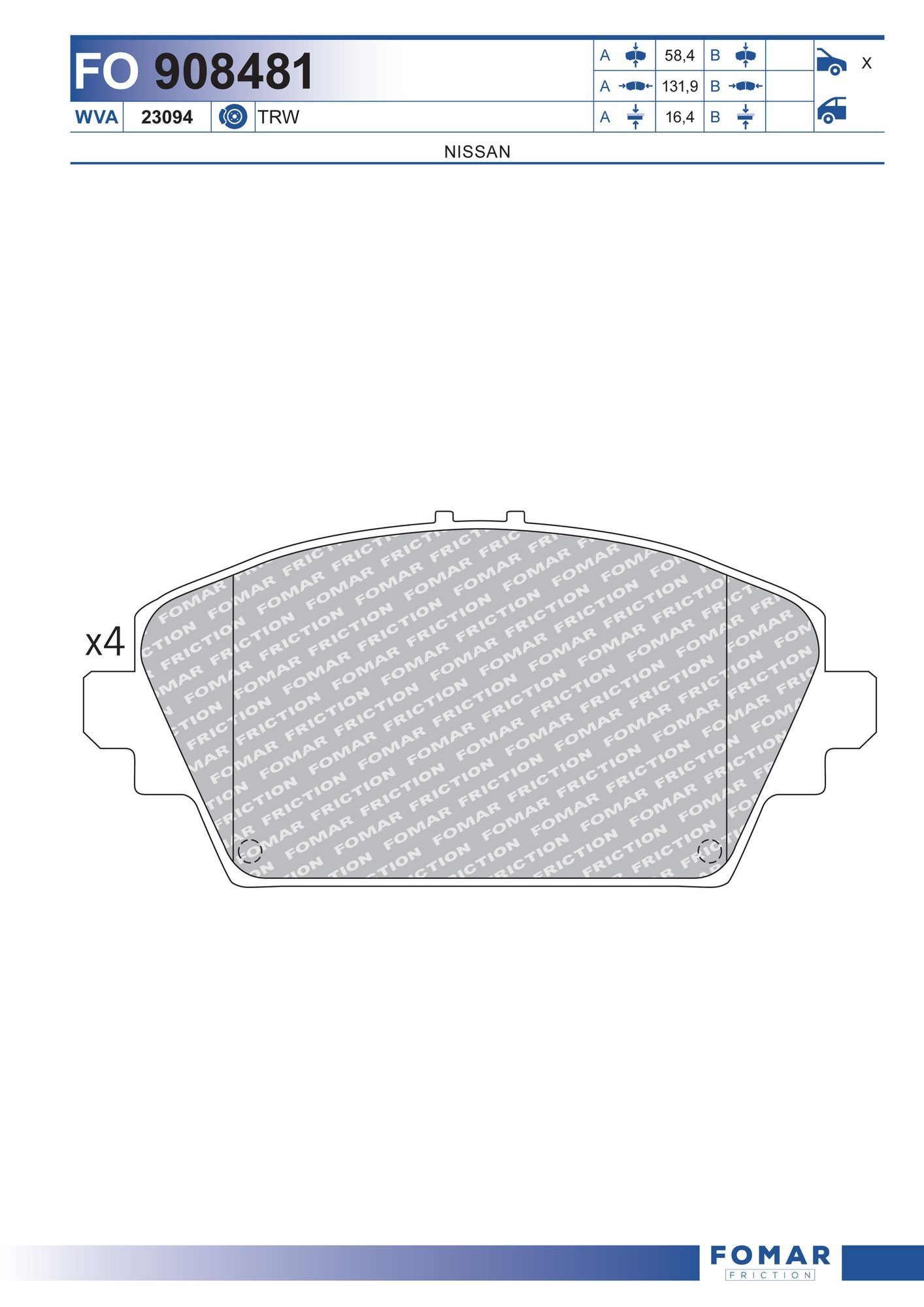 FOMAR Friction FO 908481: Piduriklotsid