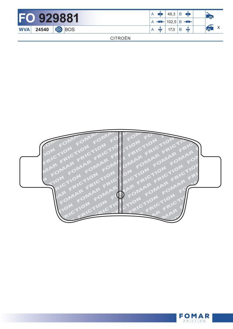 FOMAR Friction FO 9089: Piduriklotside komplekt 180mm