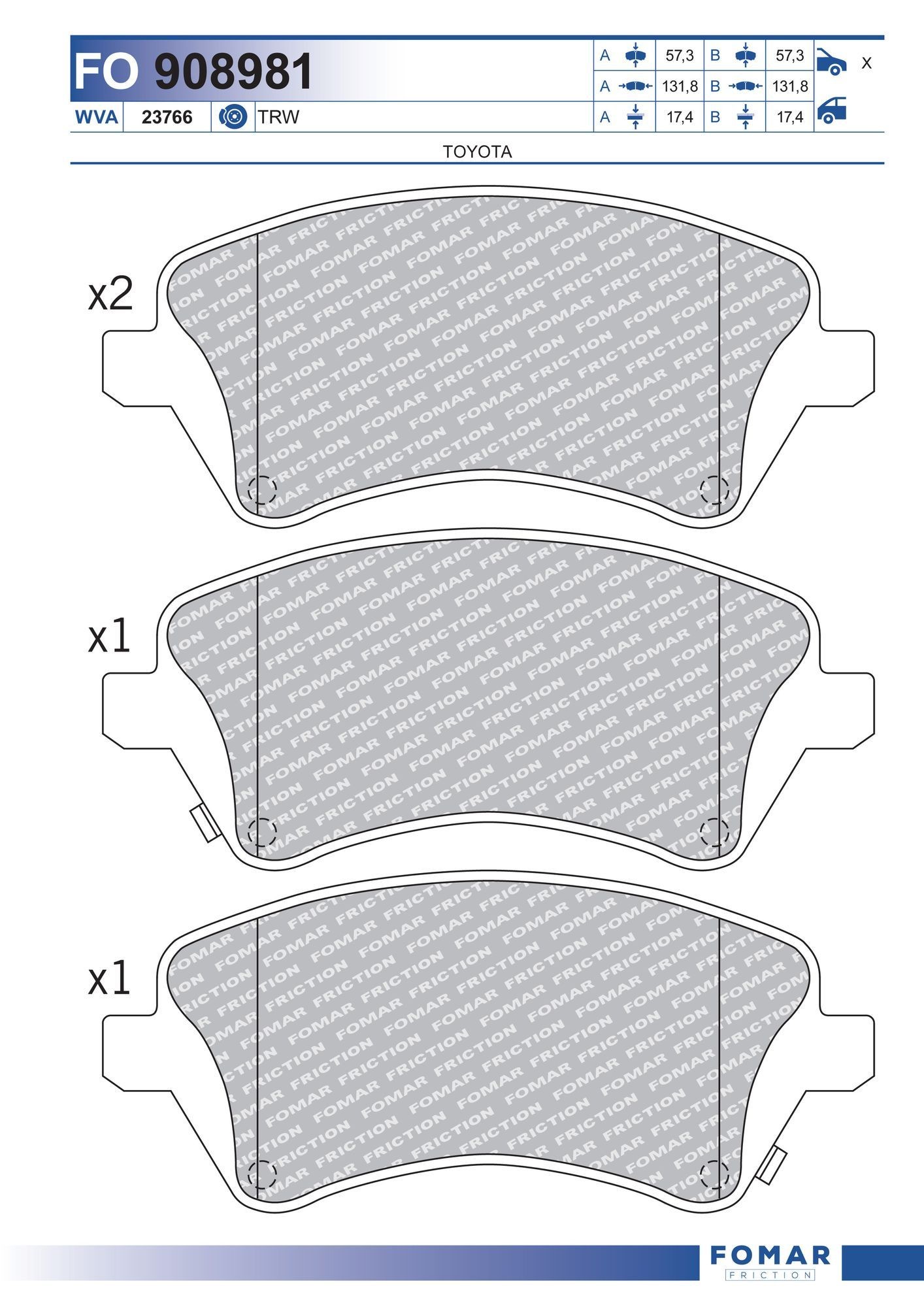 FOMAR Friction FO 908981: Piduriklotsid