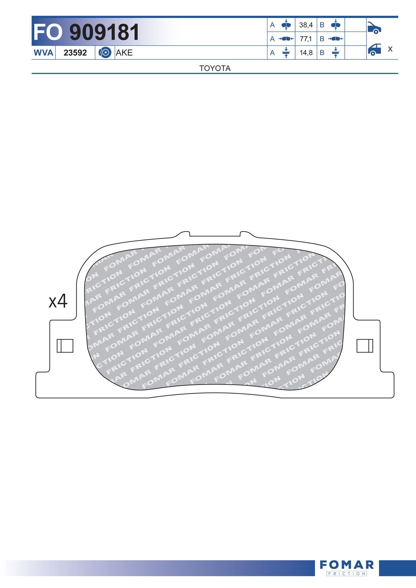 FOMAR Friction FO 909181: Piduriklotsid