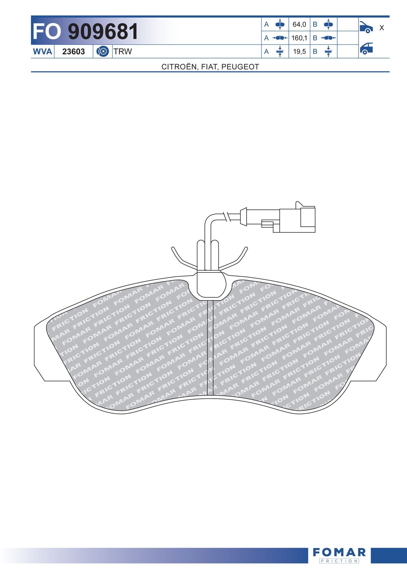 FOMAR Friction FO 909681: Piduriklotsid