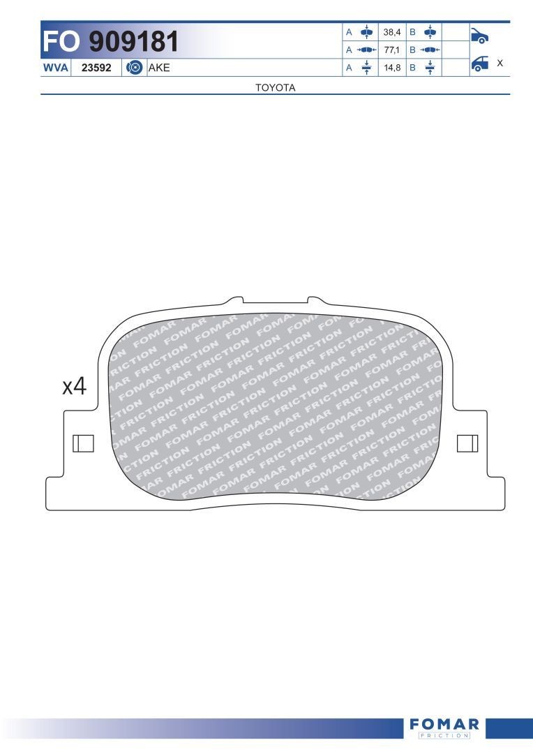 FOMAR Friction FO 9103: Piduriklotside komplekt 228mm