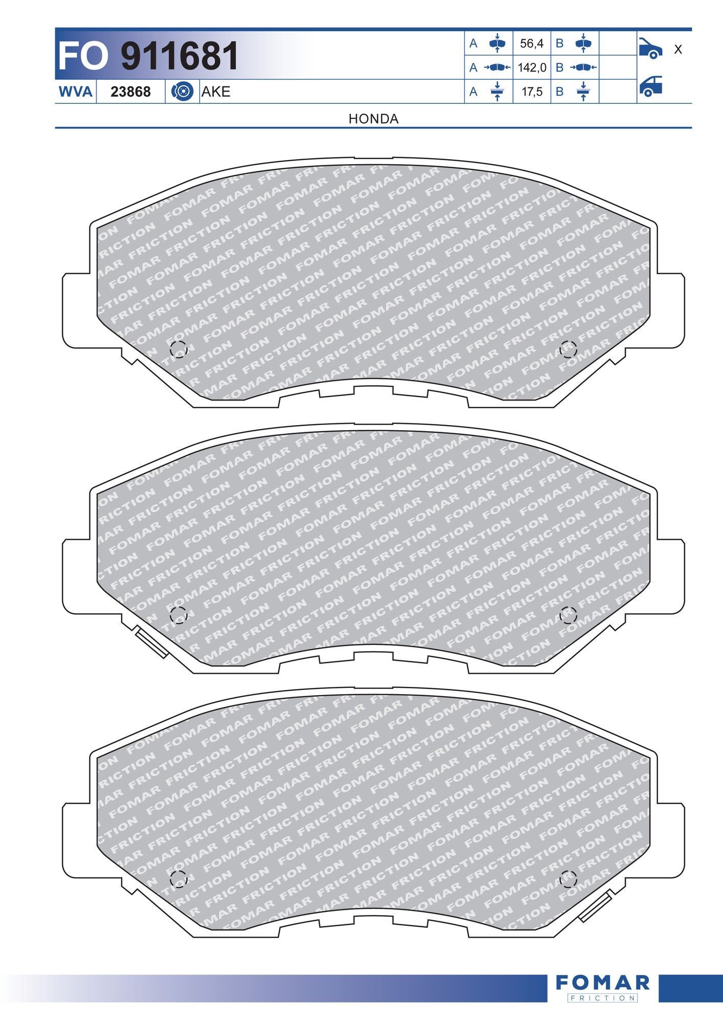 FOMAR Friction FO 911681: Piduriklotsid koos lisadega