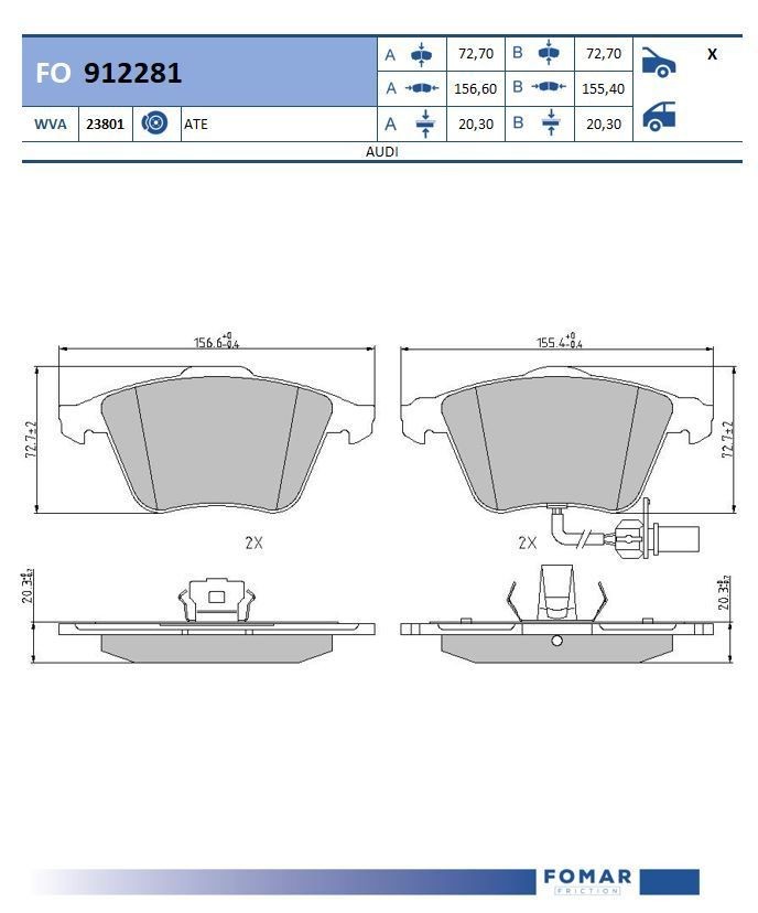FOMAR Friction FO 912281: Piduriklotsid