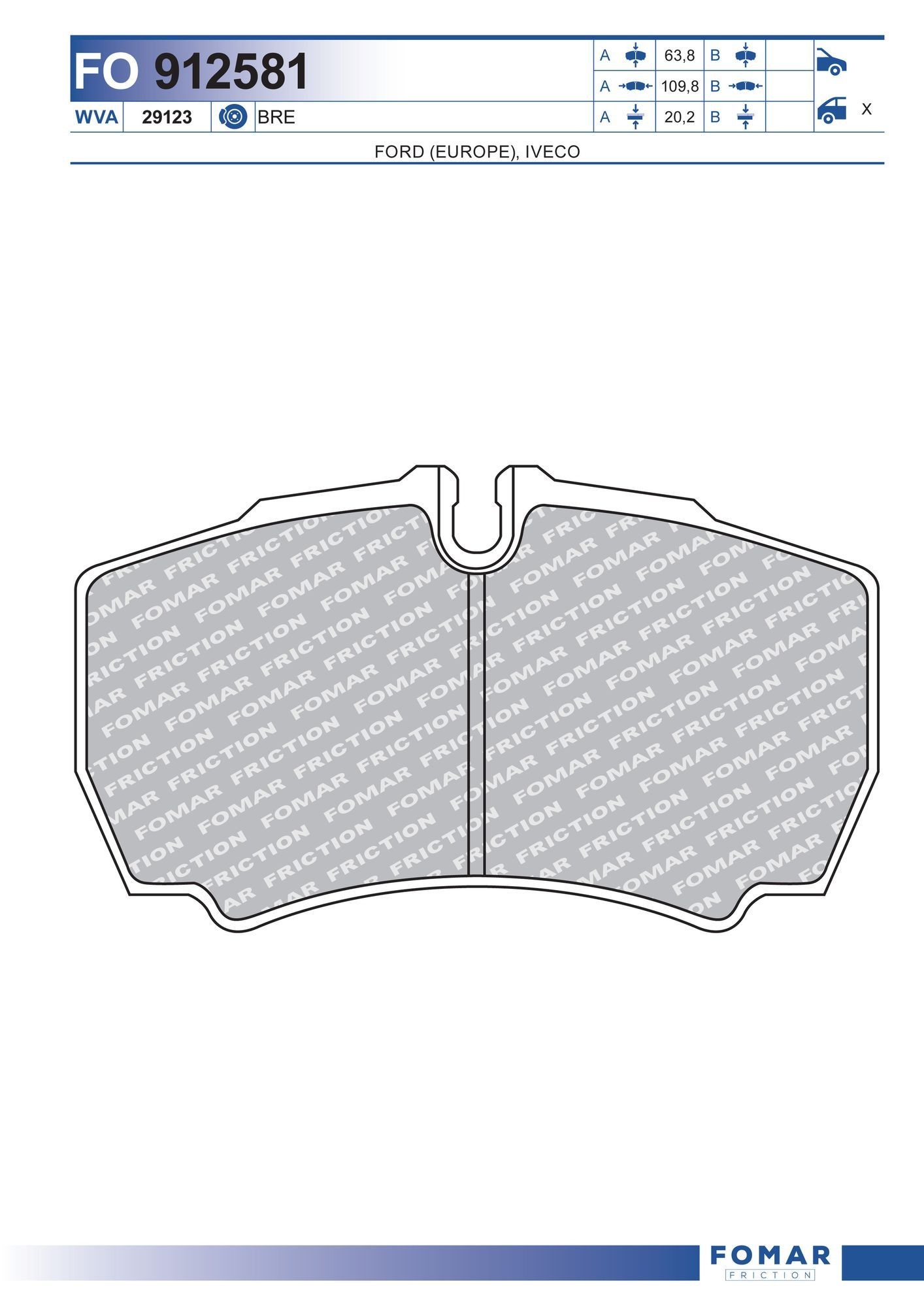 FOMAR Friction FO 912581: Piduriklotsid