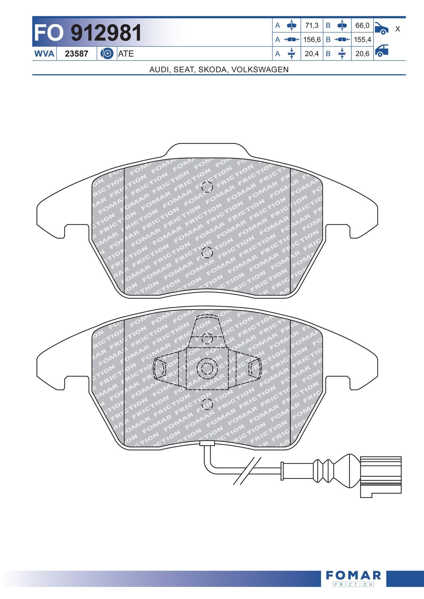 FOMAR Friction FO 912981: Pastilhas de travão