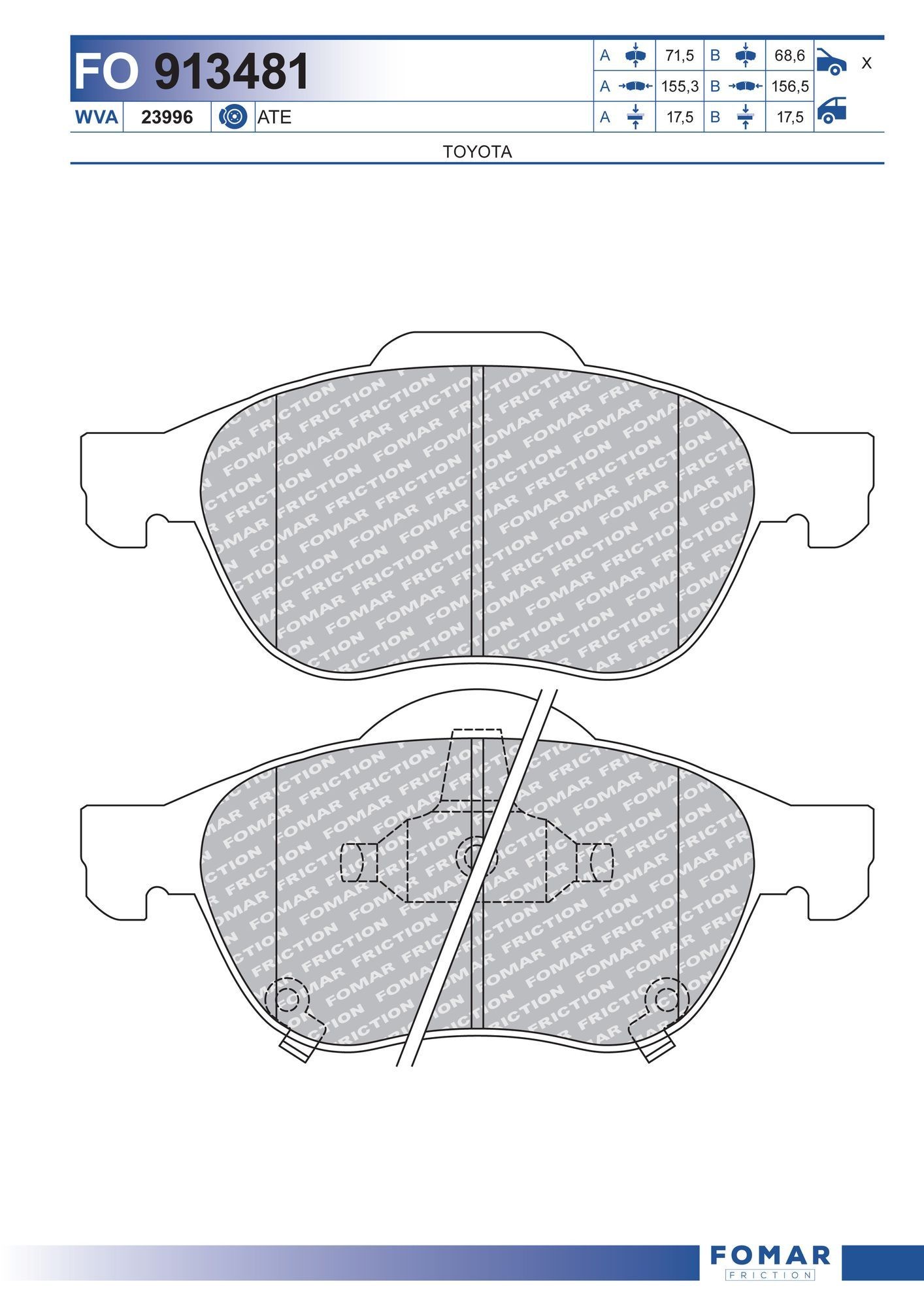 FOMAR Friction FO 913481: Piduriklotsid