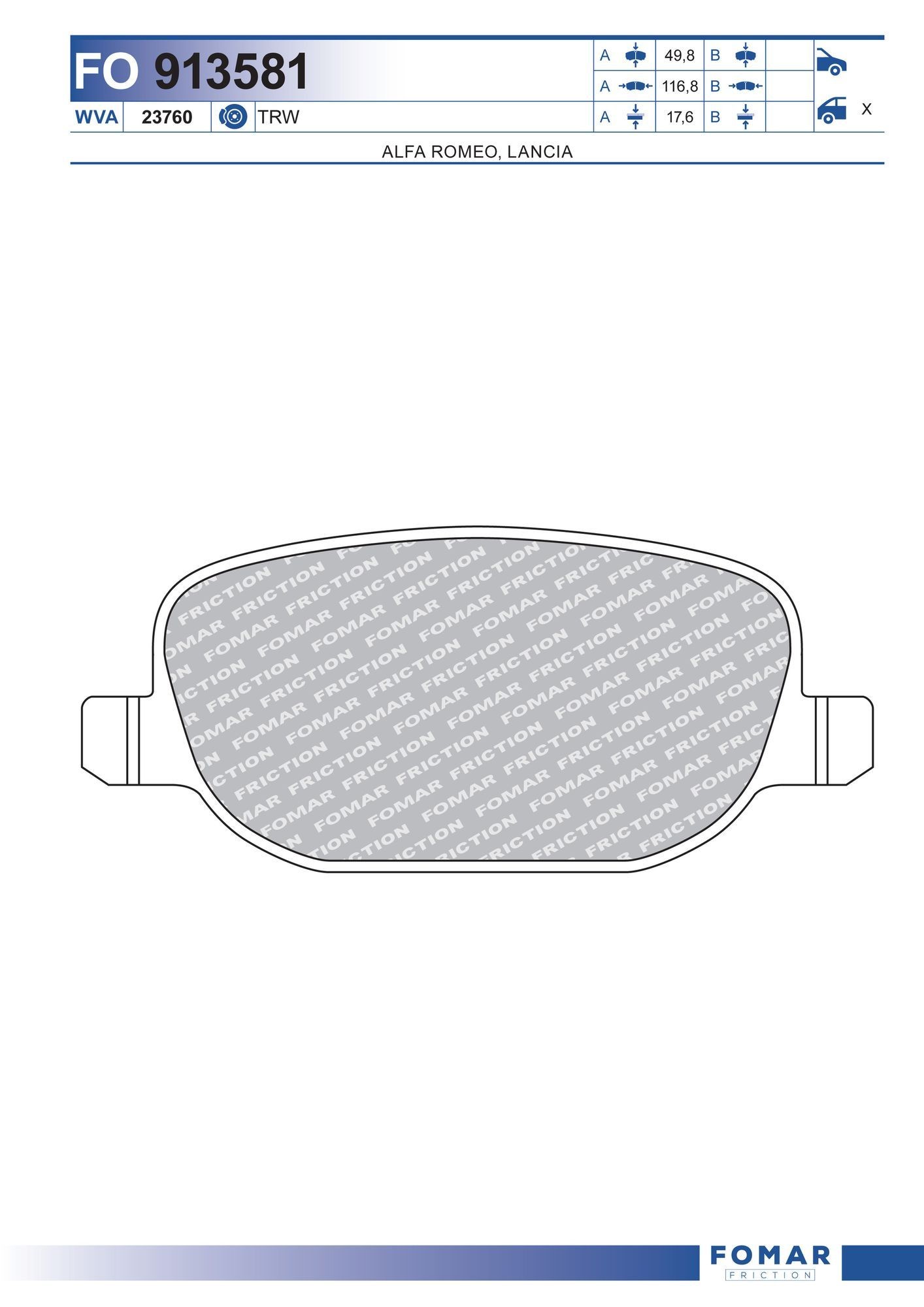 FOMAR Friction FO 913581: Bremseklosser