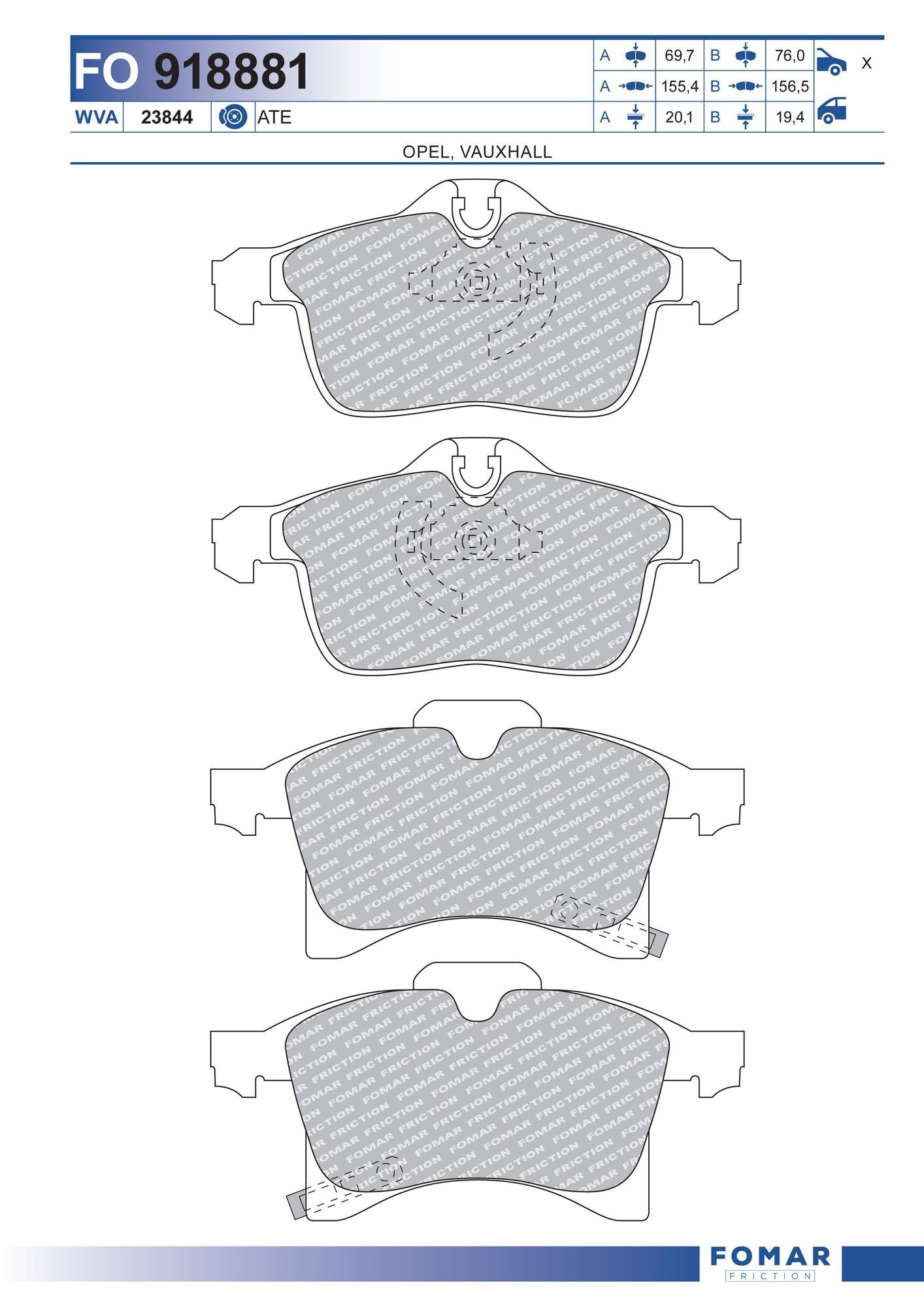 FOMAR Friction FO 918881: Piduriklotsid