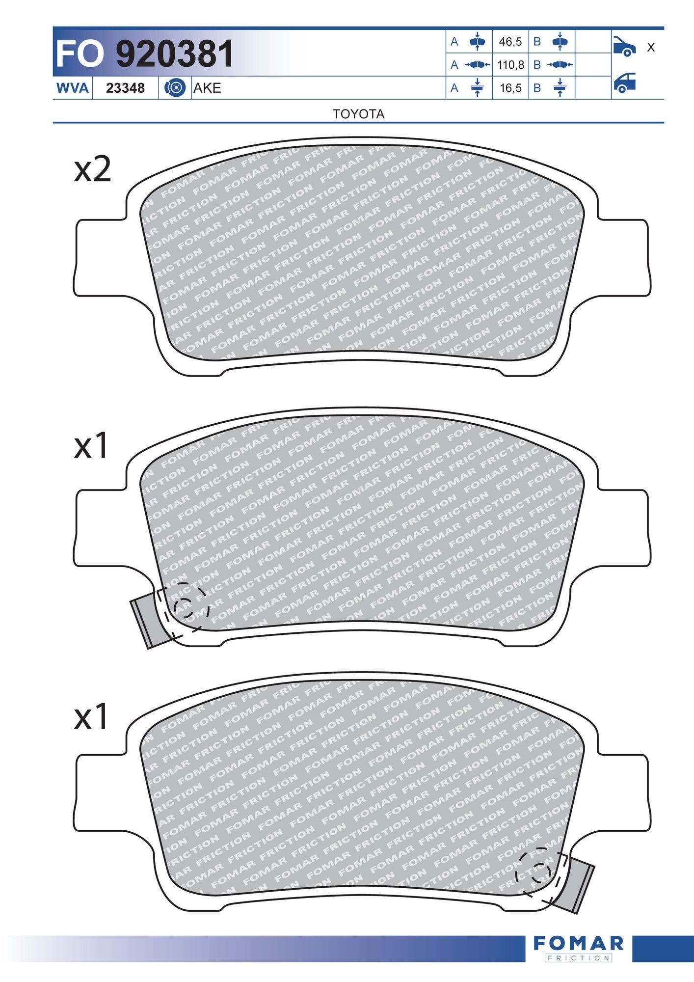 FOMAR Friction FO 920381: Piduriklotsid