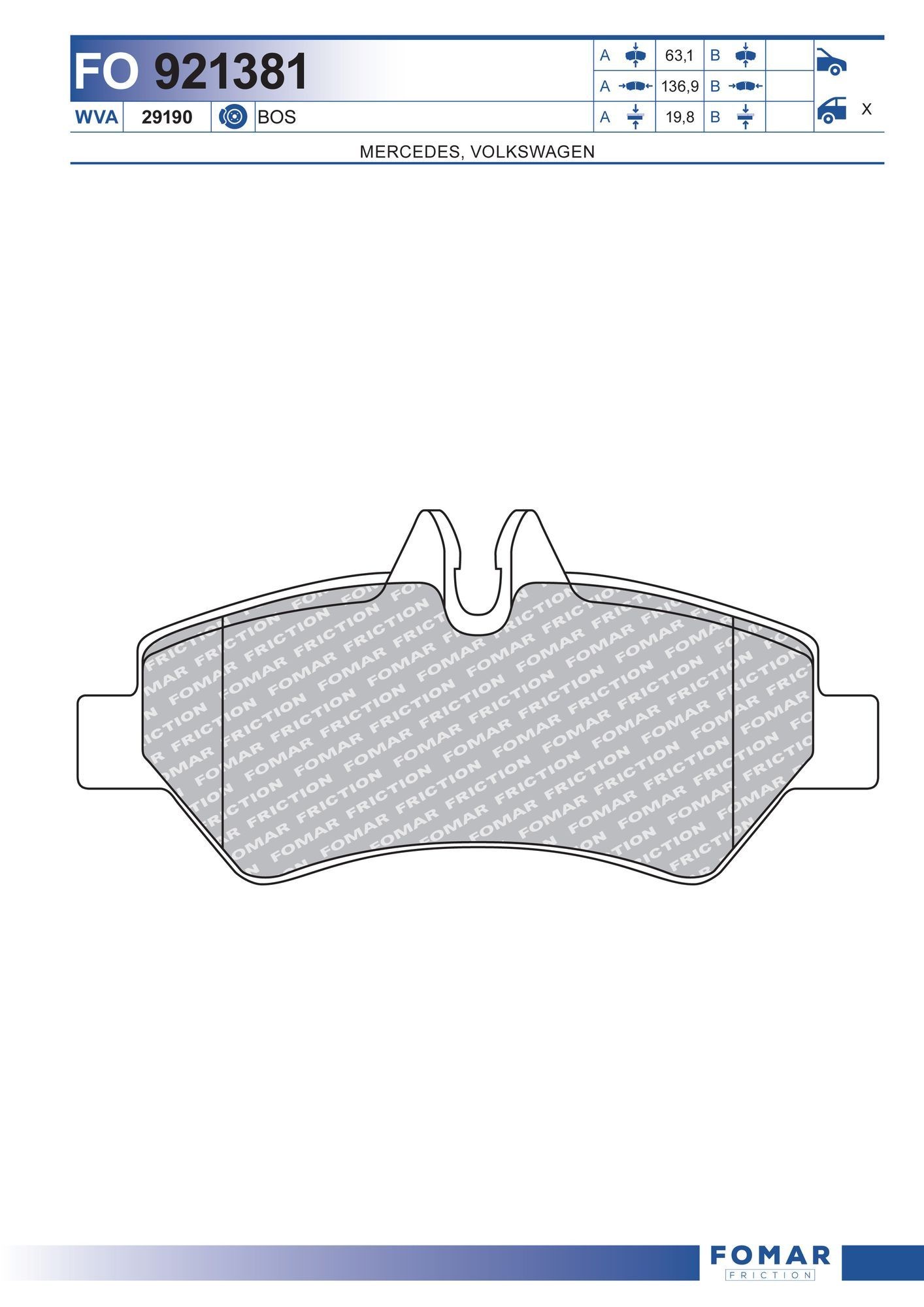 FOMAR Friction FO 921381: Piduriklotsid