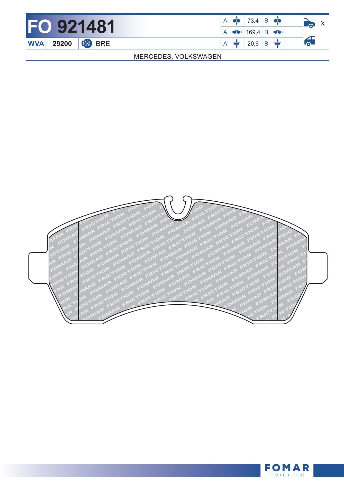 FOMAR Friction FO 921481: Piduriklotsid