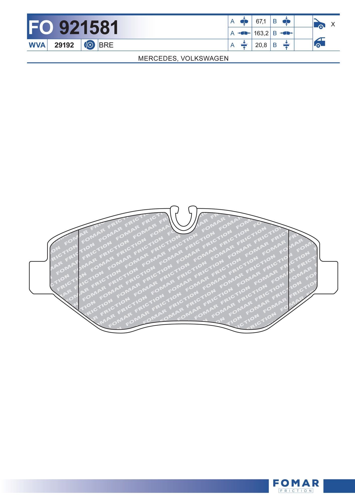 FOMAR Friction FO 921581: Piduriklotsid