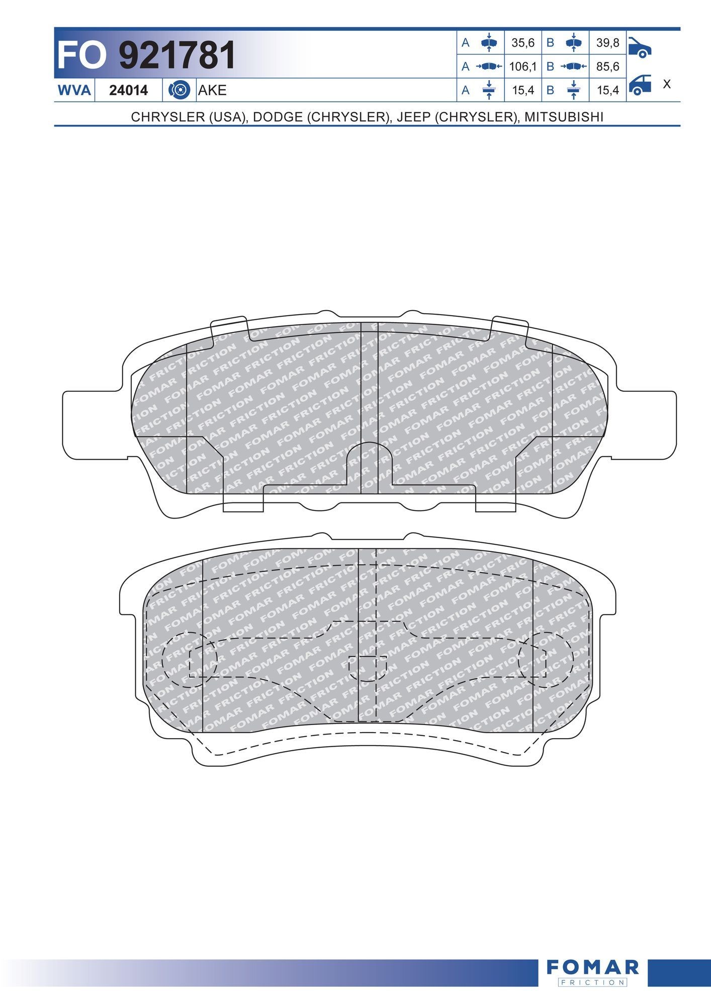 FOMAR Friction FO 921781: Bremseklodser