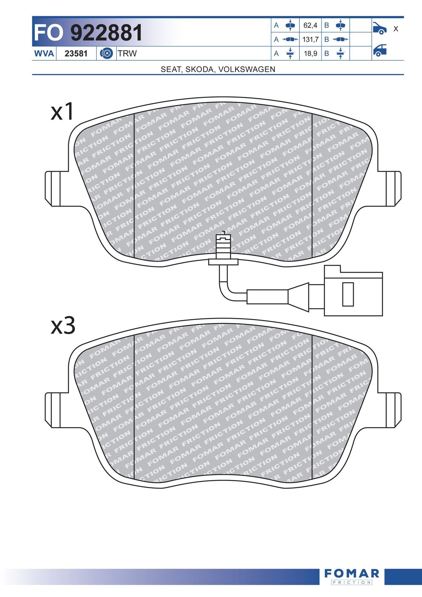 FOMAR Friction FO 922881: Piduriklotsid