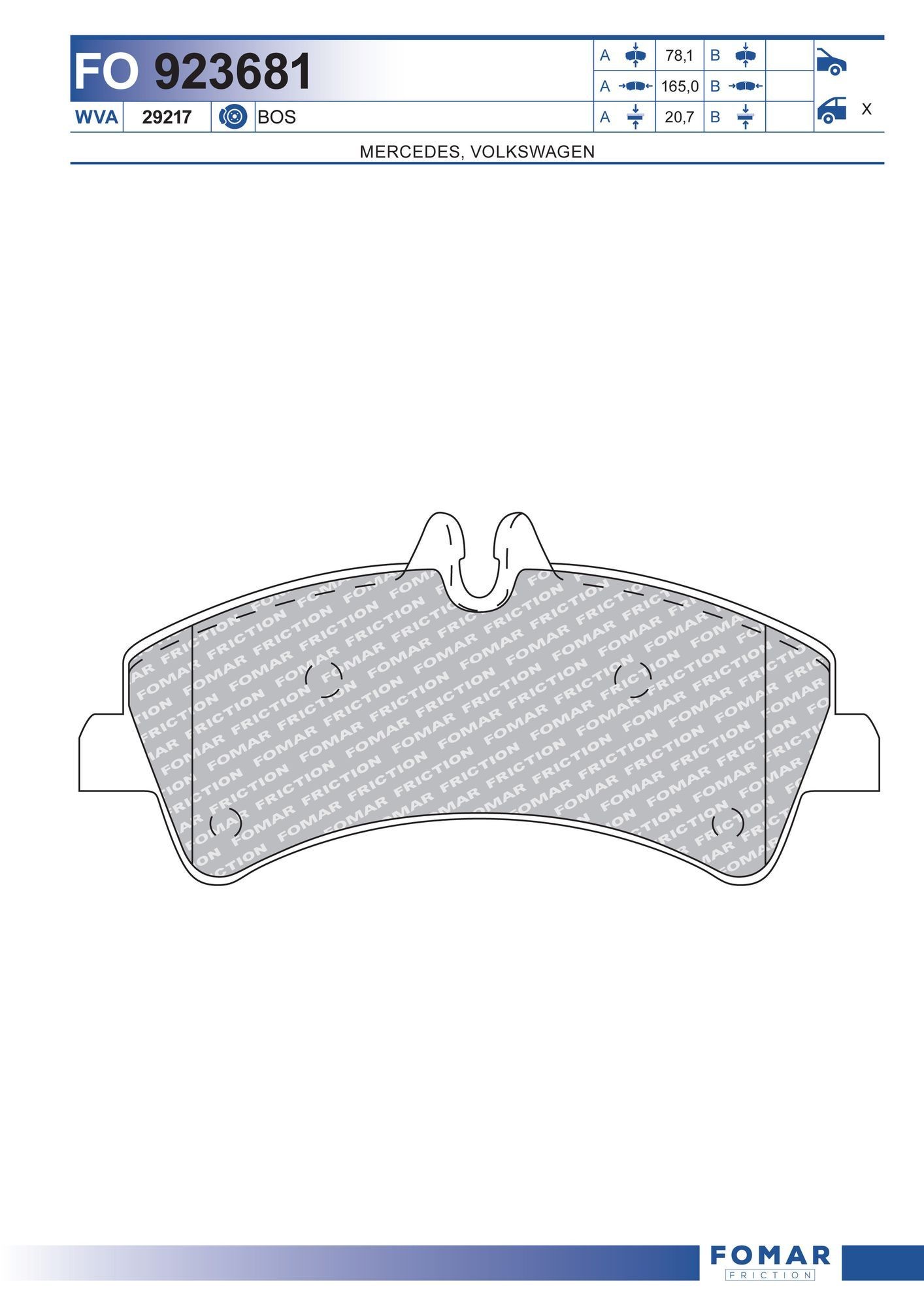 FOMAR Friction FO 923681: Piduriklotsid