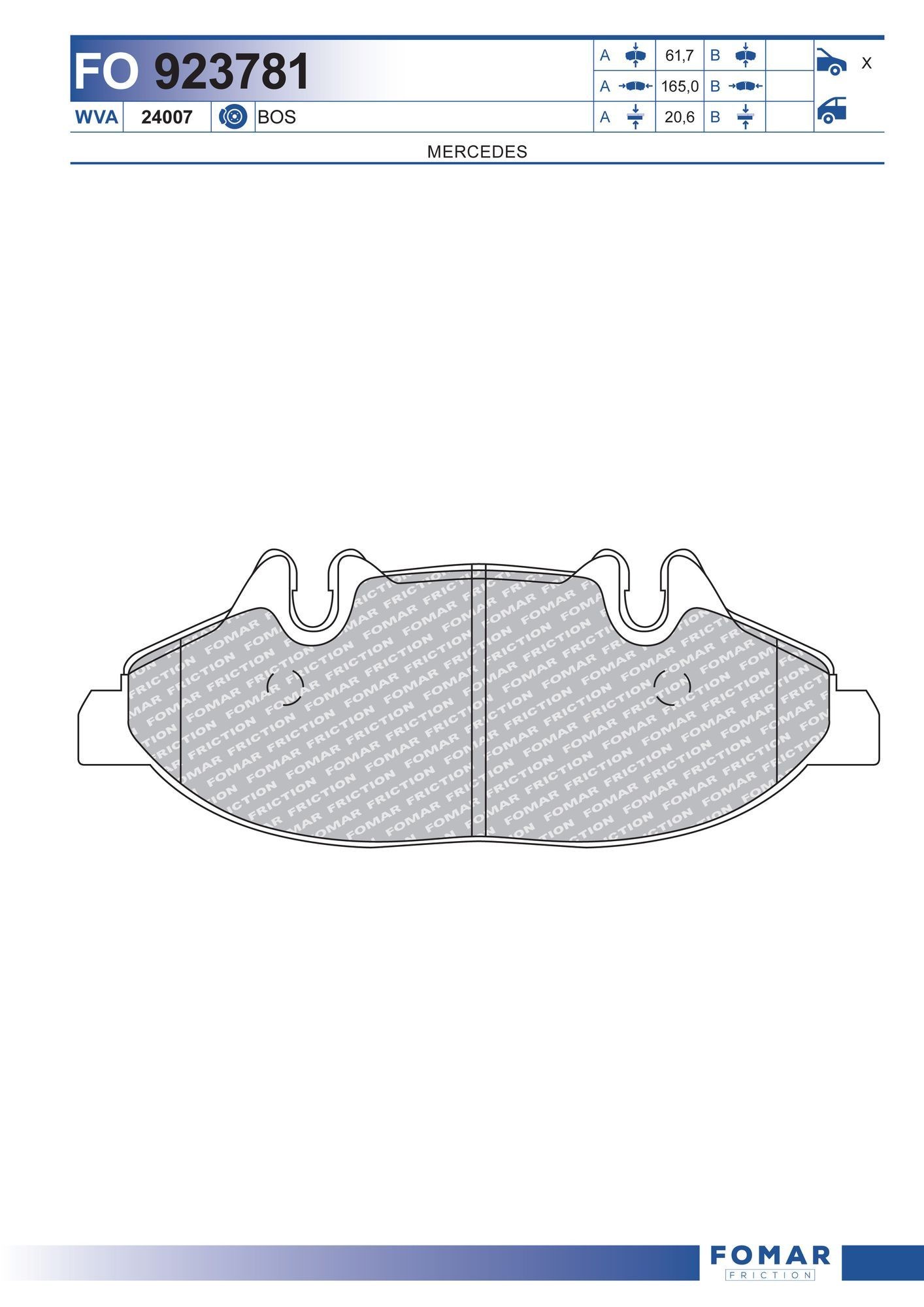 FOMAR Friction FO 923781: Piduriklotsid