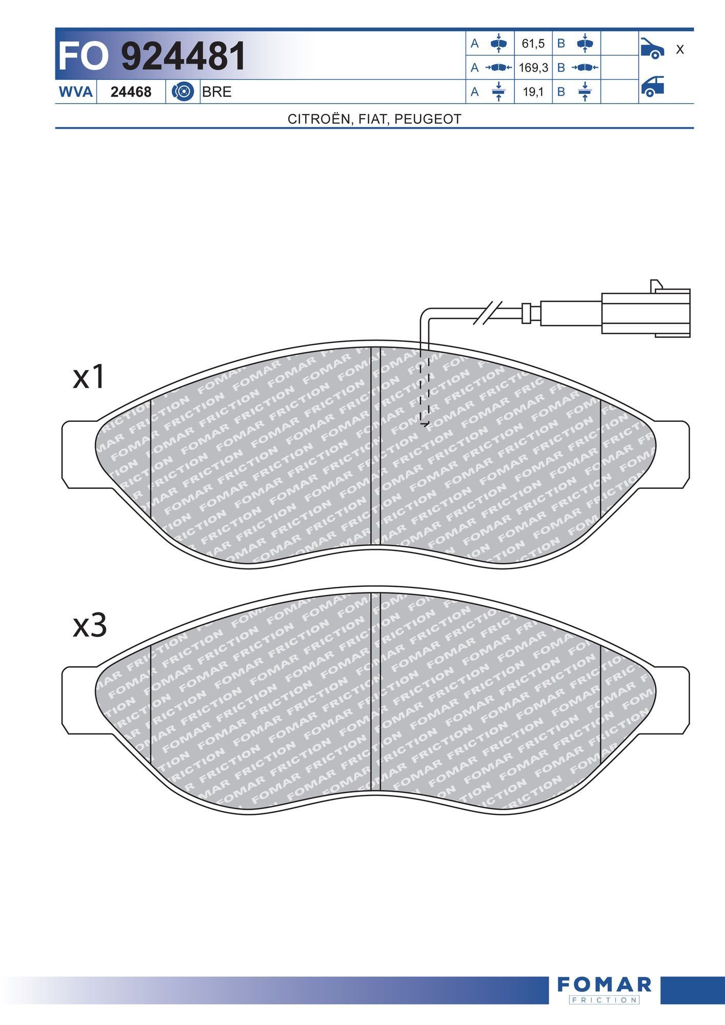 FOMAR Friction FO 924481: Piduriklotsid