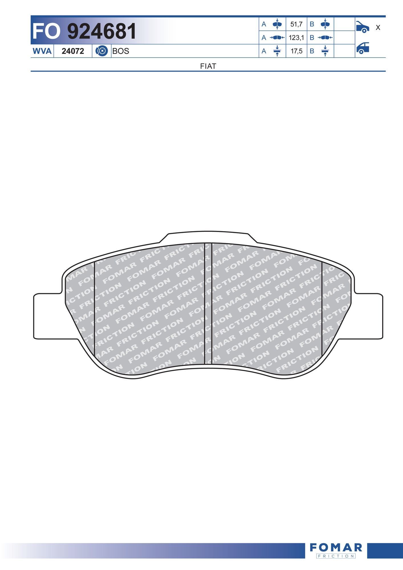 FOMAR Friction FO 924681: Piduriklotsid
