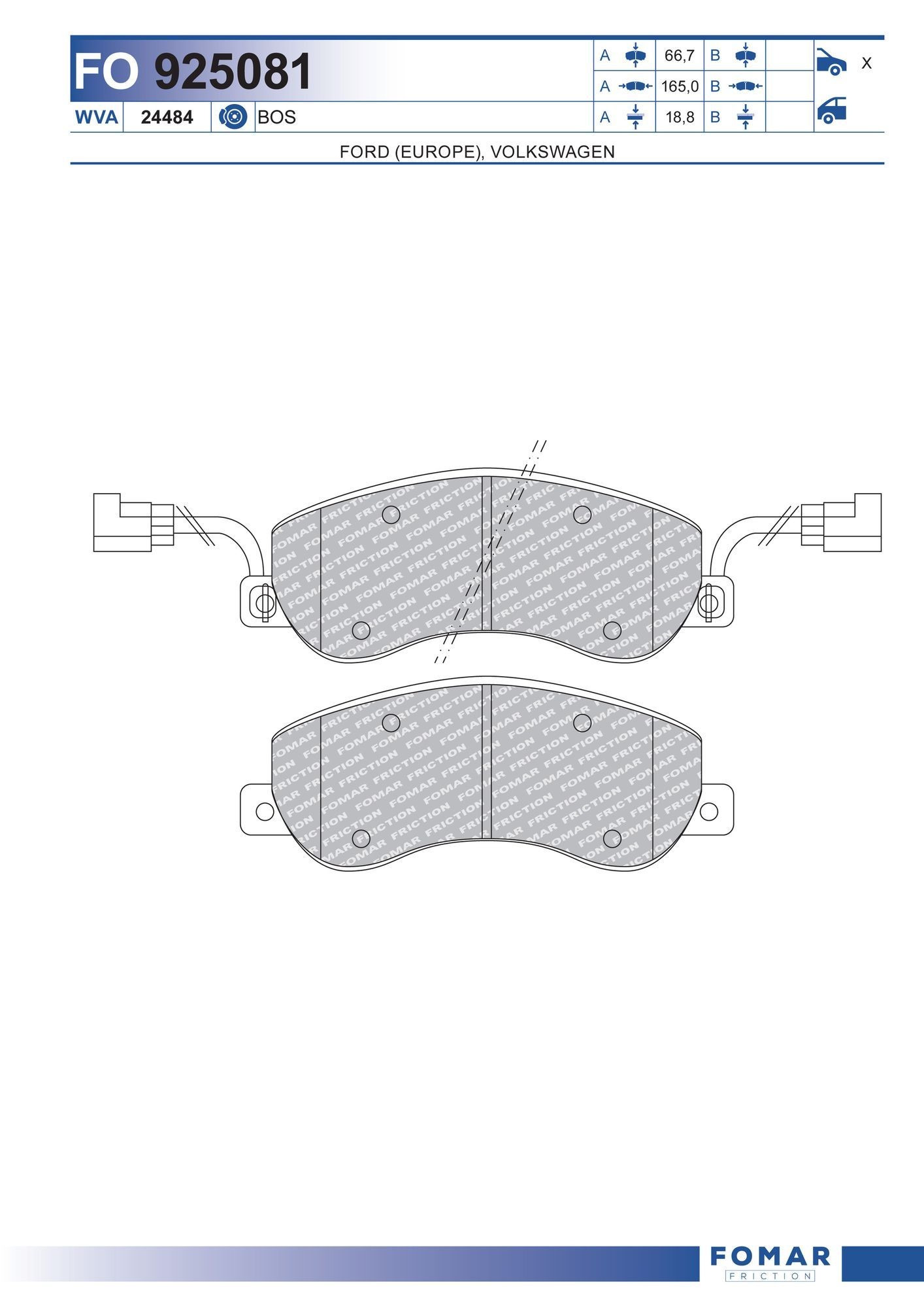 FOMAR Friction FO 925081: Piduriklotsid