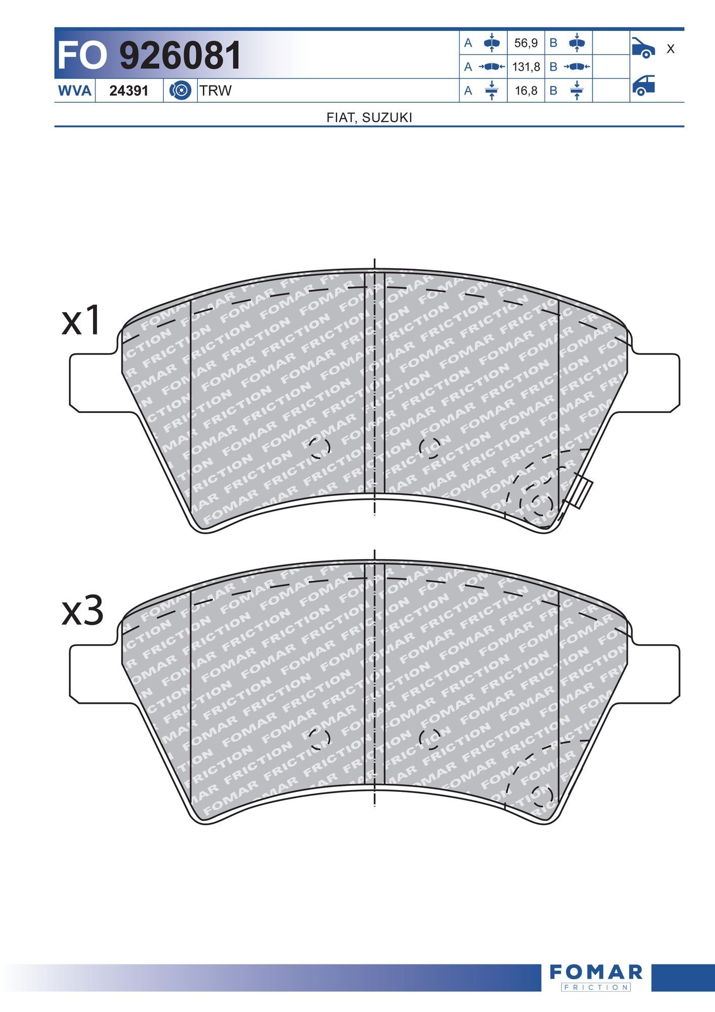 FOMAR Friction FO 926081: Piduriklotsid