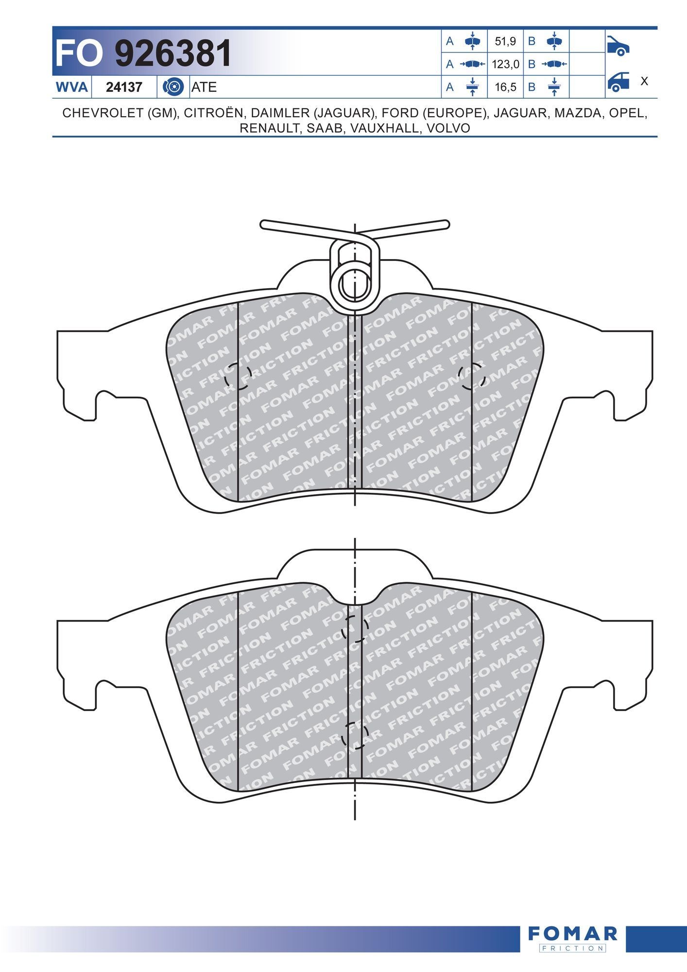 FOMAR Friction FO 926381: Piduriklotsid