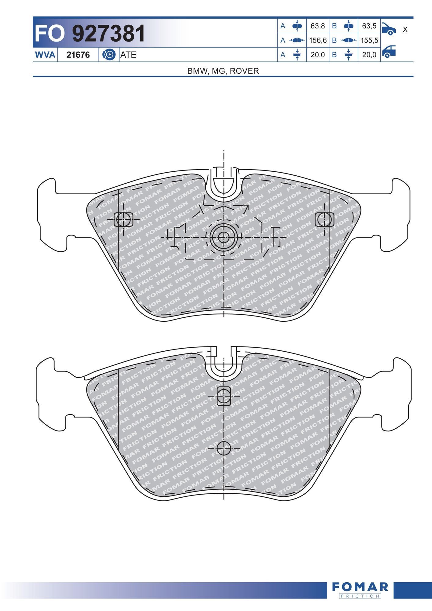 FOMAR Friction FO 927381: Piduriklotsid