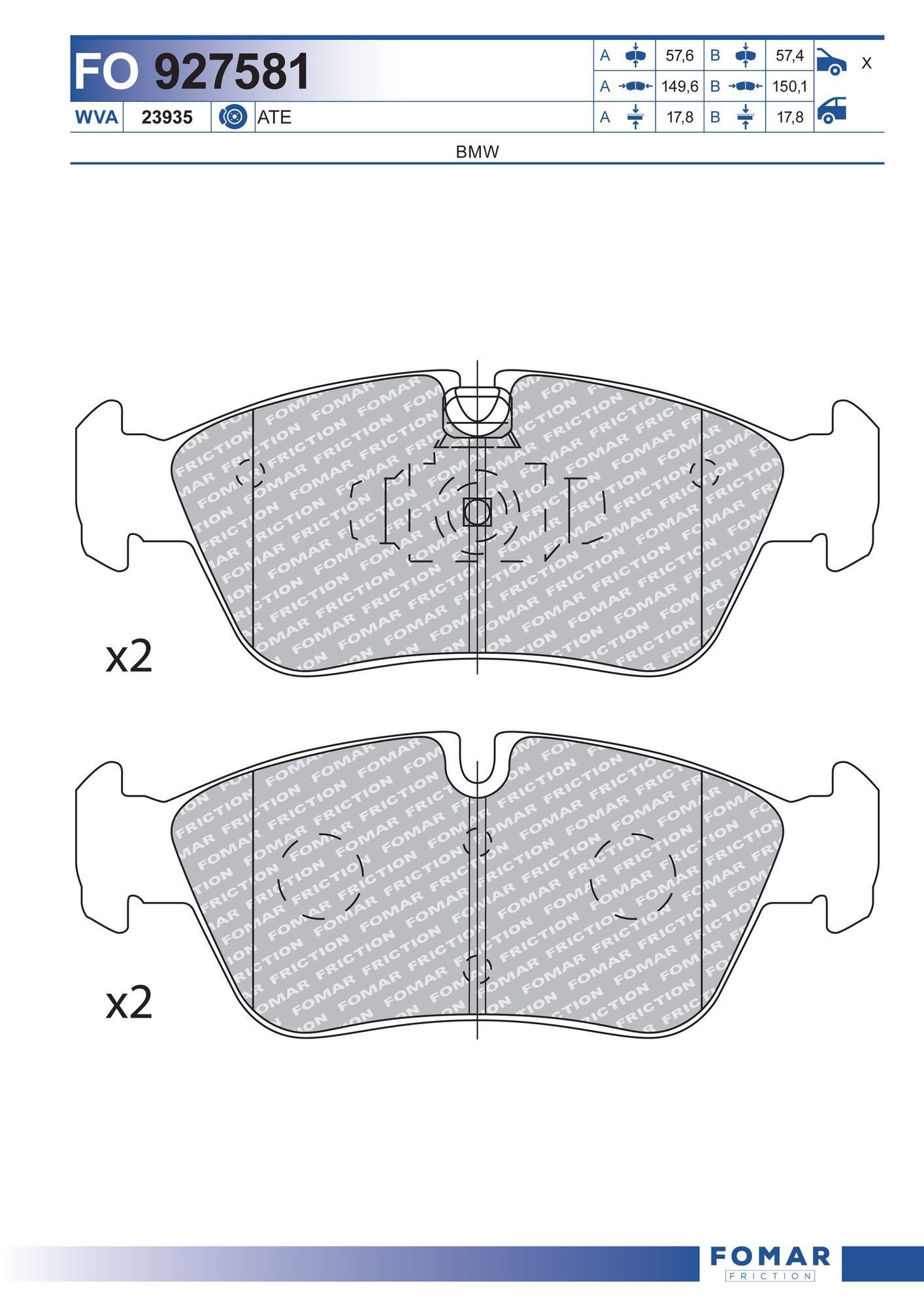 FOMAR Friction FO 927581: Piduriklotsid