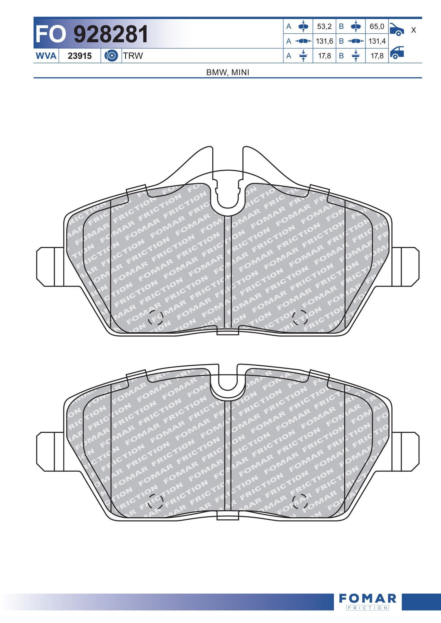 FOMAR Friction FO 928281: Piduriklotsid