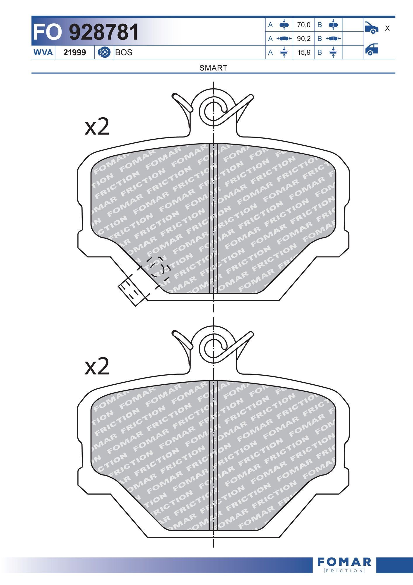 FOMAR Friction FO 928781: Piduriklotsid