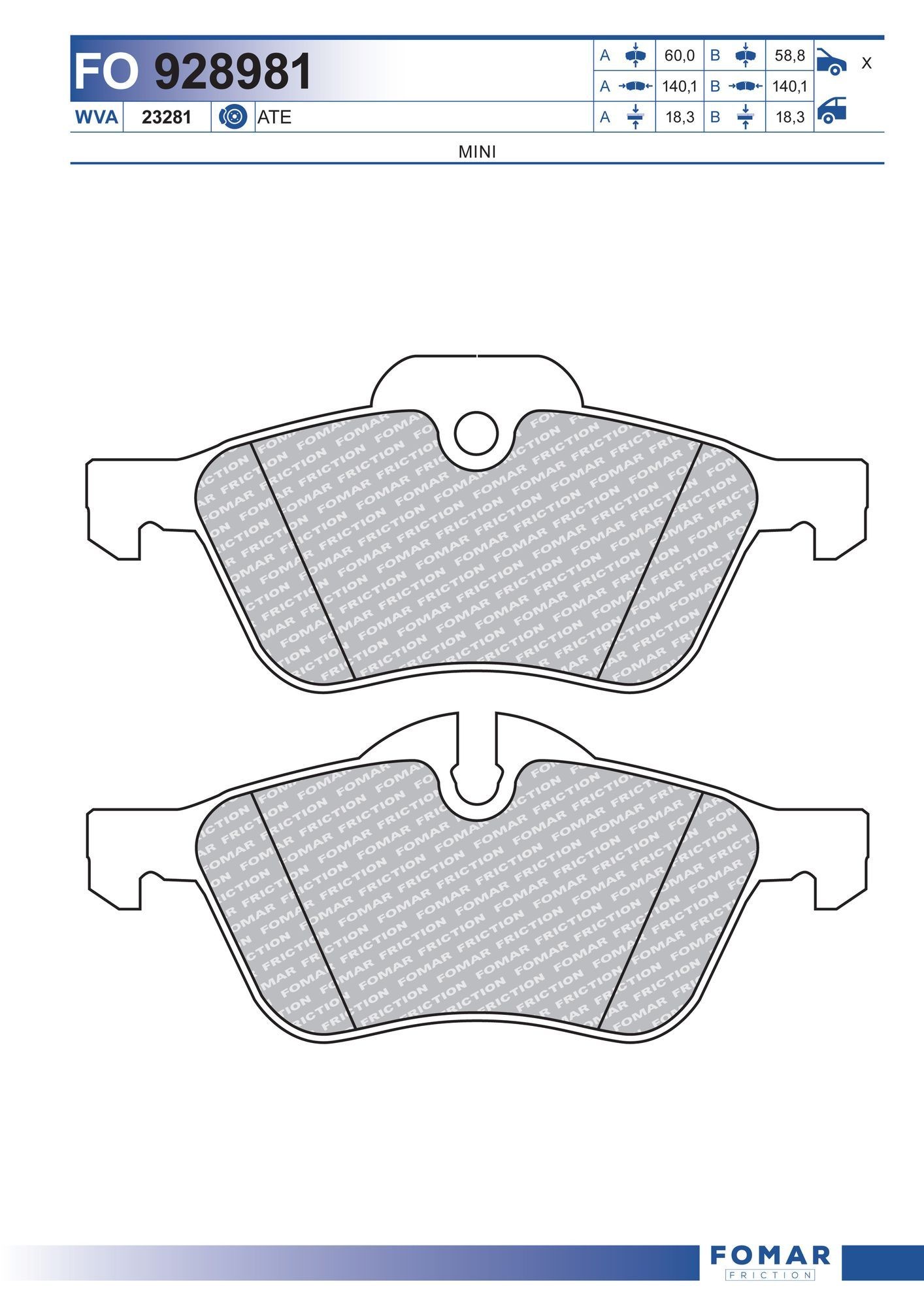 FOMAR Friction FO 928981: Piduriklotsid