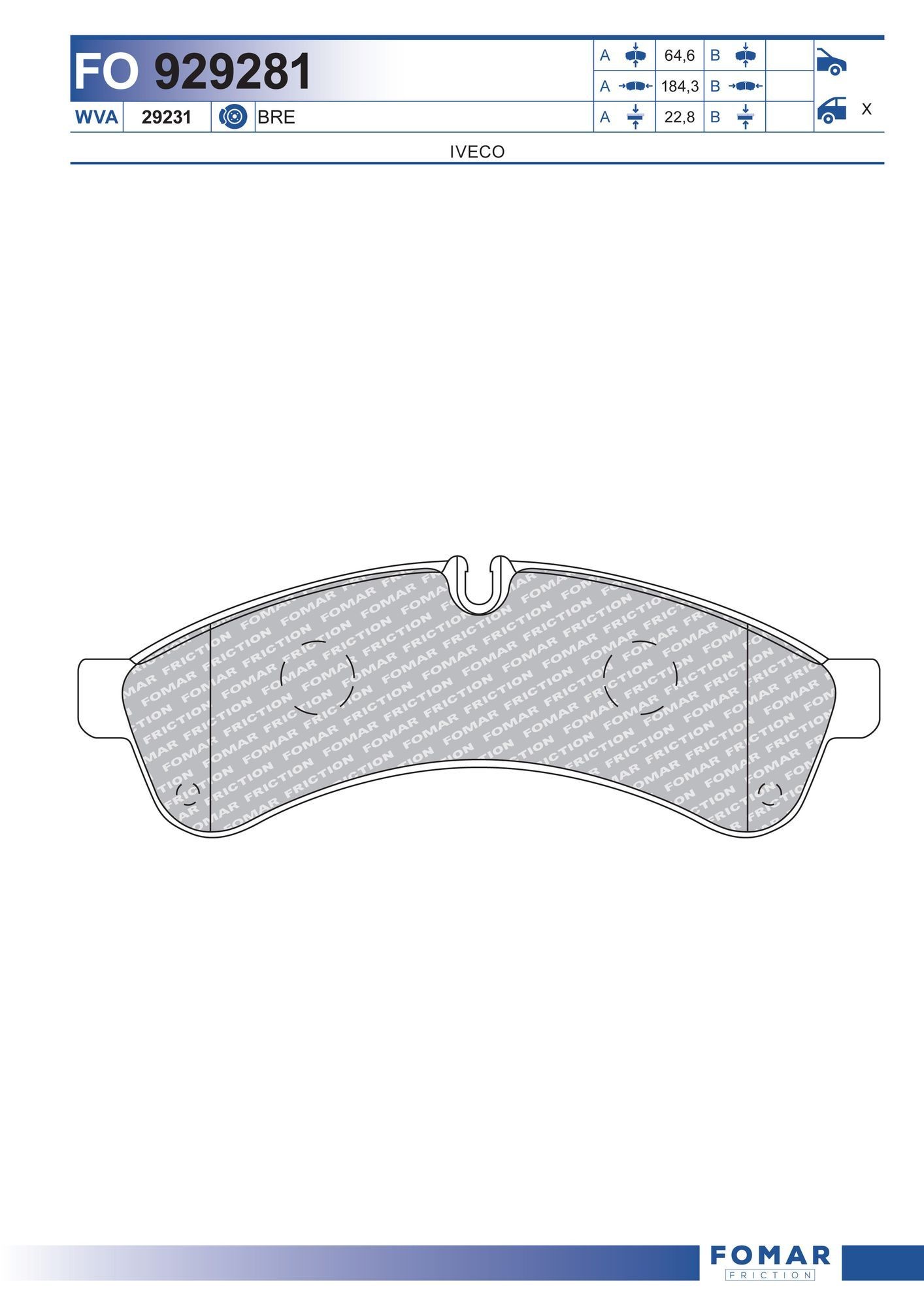 FOMAR Friction FO 929281: Piduriklotsid