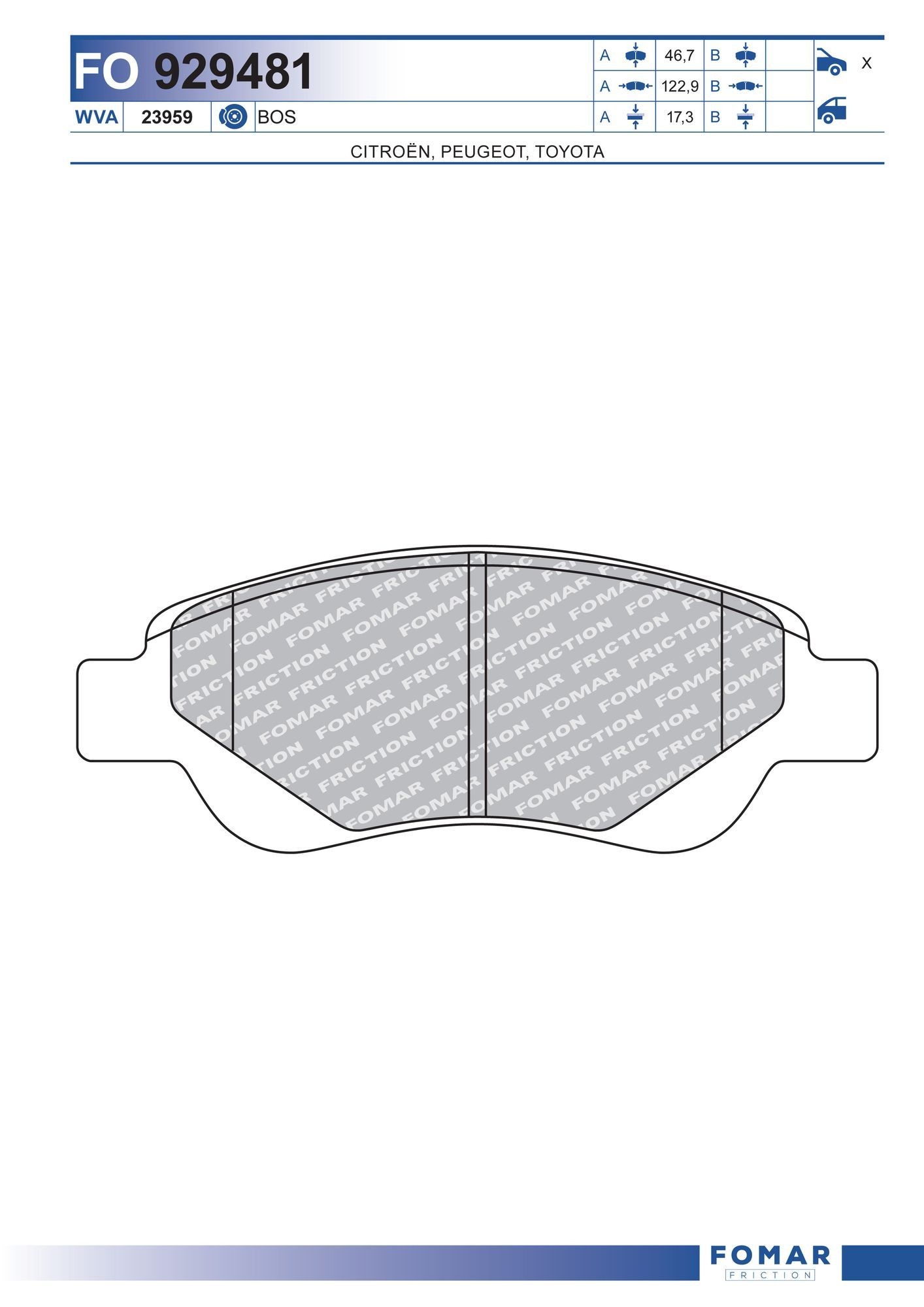 FOMAR Friction FO 929481: Bremseklodser