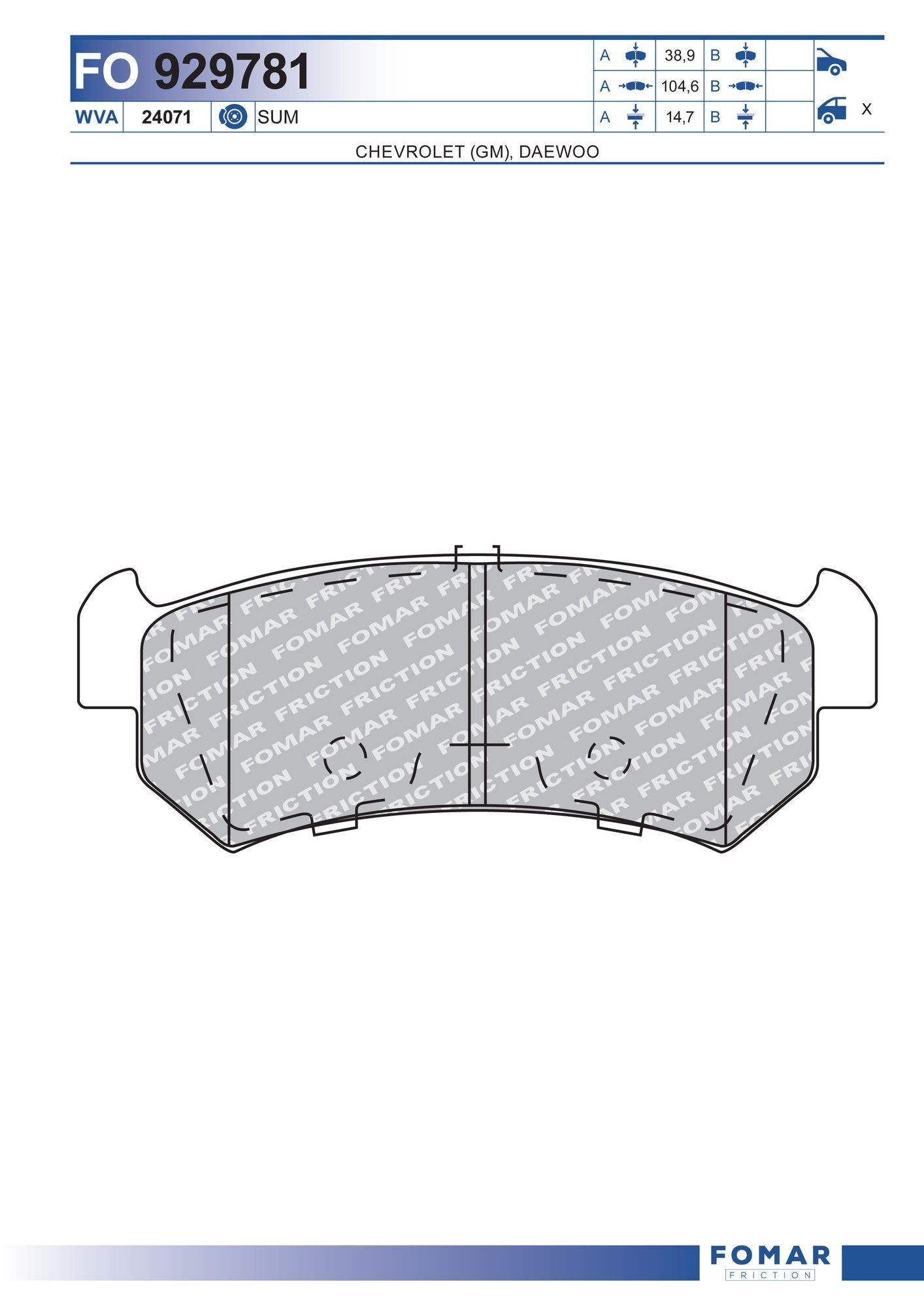 FOMAR Friction FO 929781: Piduriklotsid