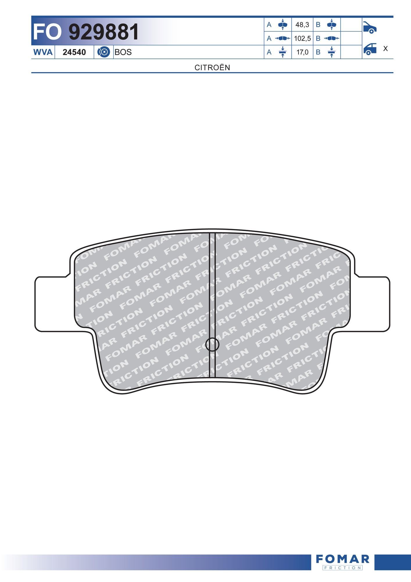 FOMAR Friction FO 929881: Piduriklotsid