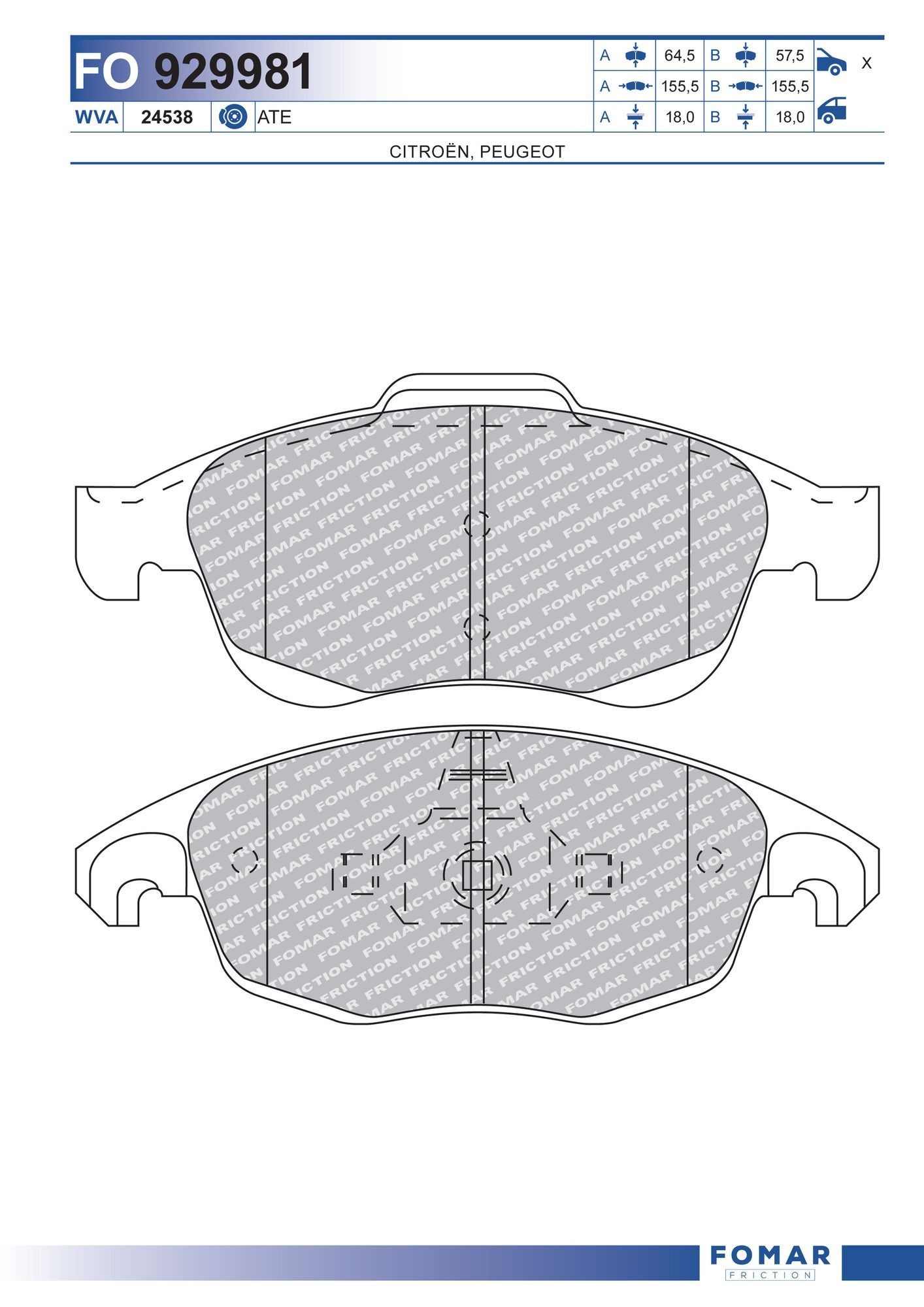 FOMAR Friction FO 929981: Piduriklotsid