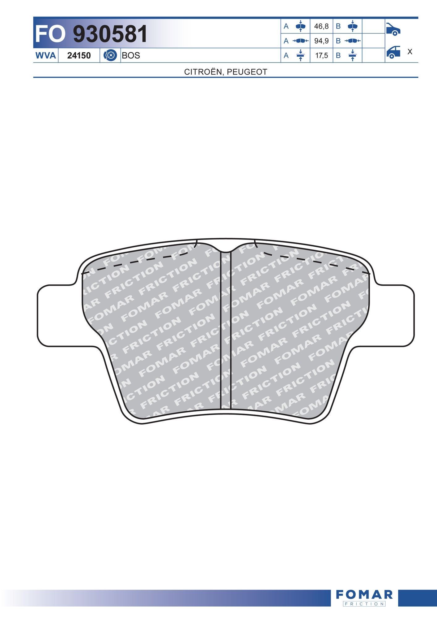 FOMAR Friction FO 930581: Piduriklotsid