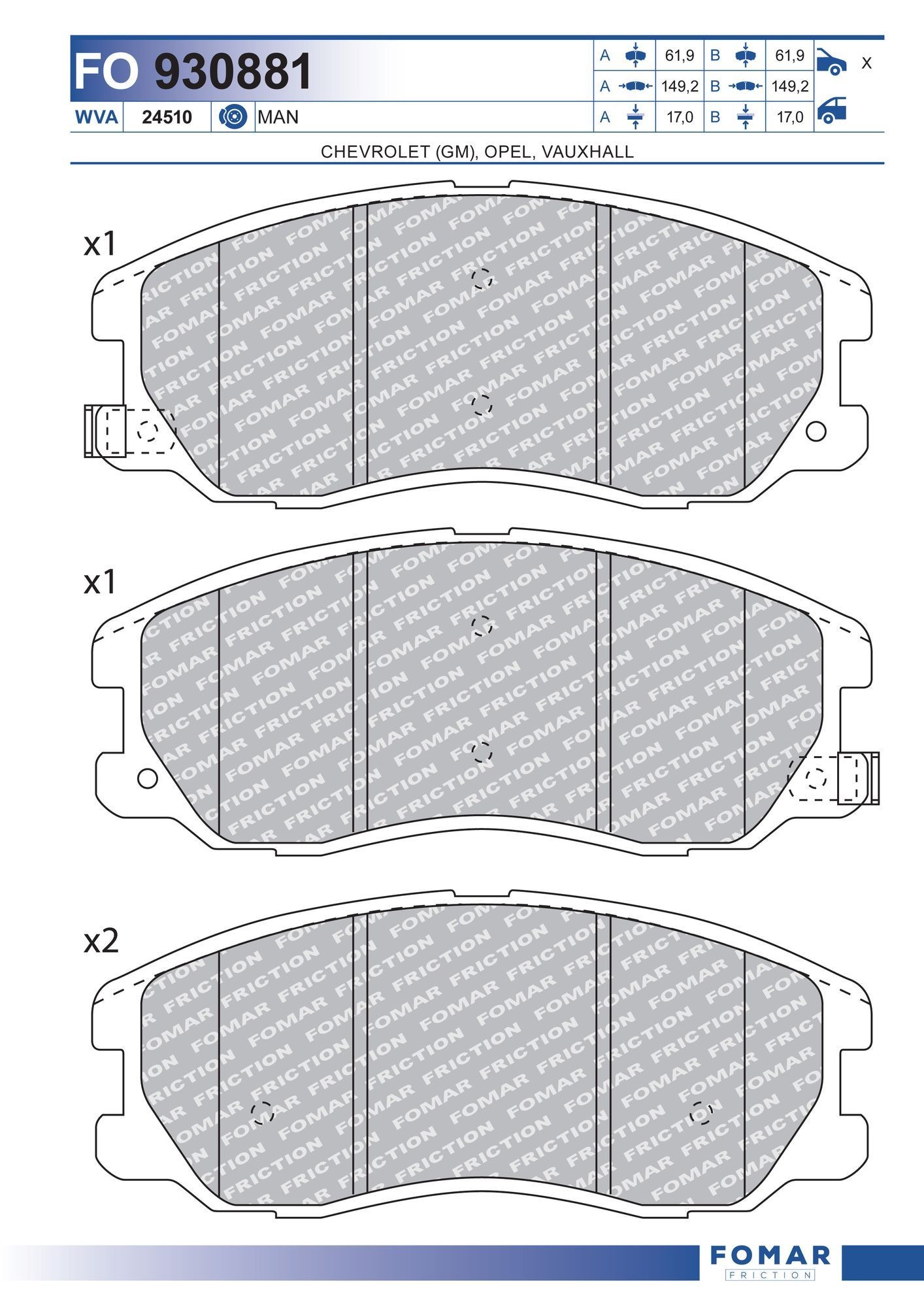 FOMAR Friction FO 930881: Piduriklotsid