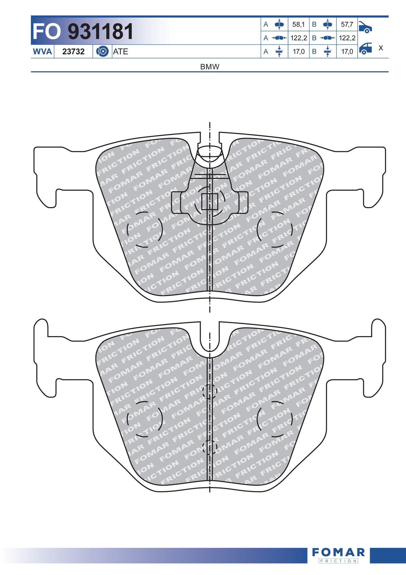 FOMAR Friction FO 931181: Piduriklotsid