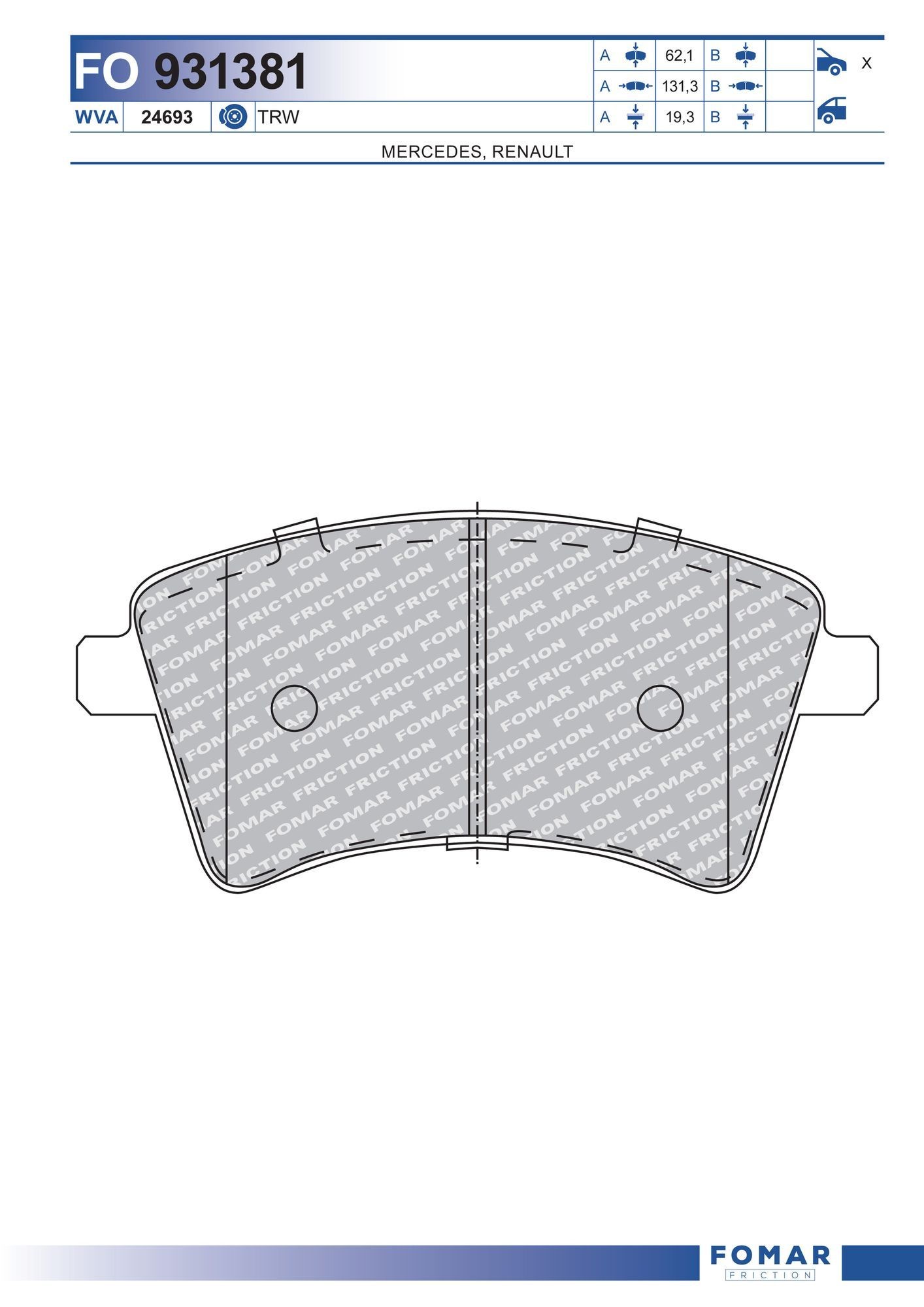 FOMAR Friction FO 931381: Piduriklotsid