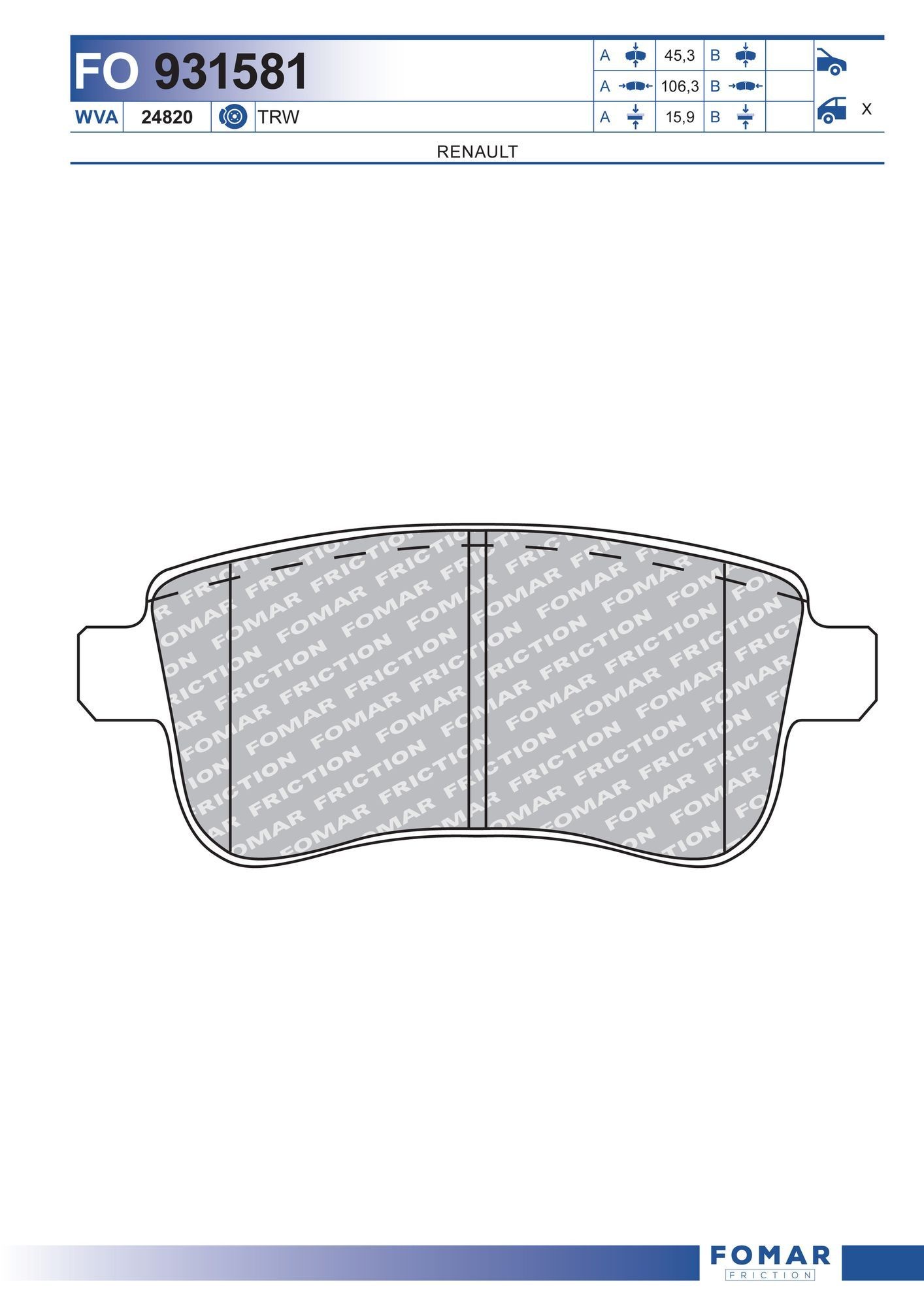 FOMAR Friction FO 931581: Piduriklotsid