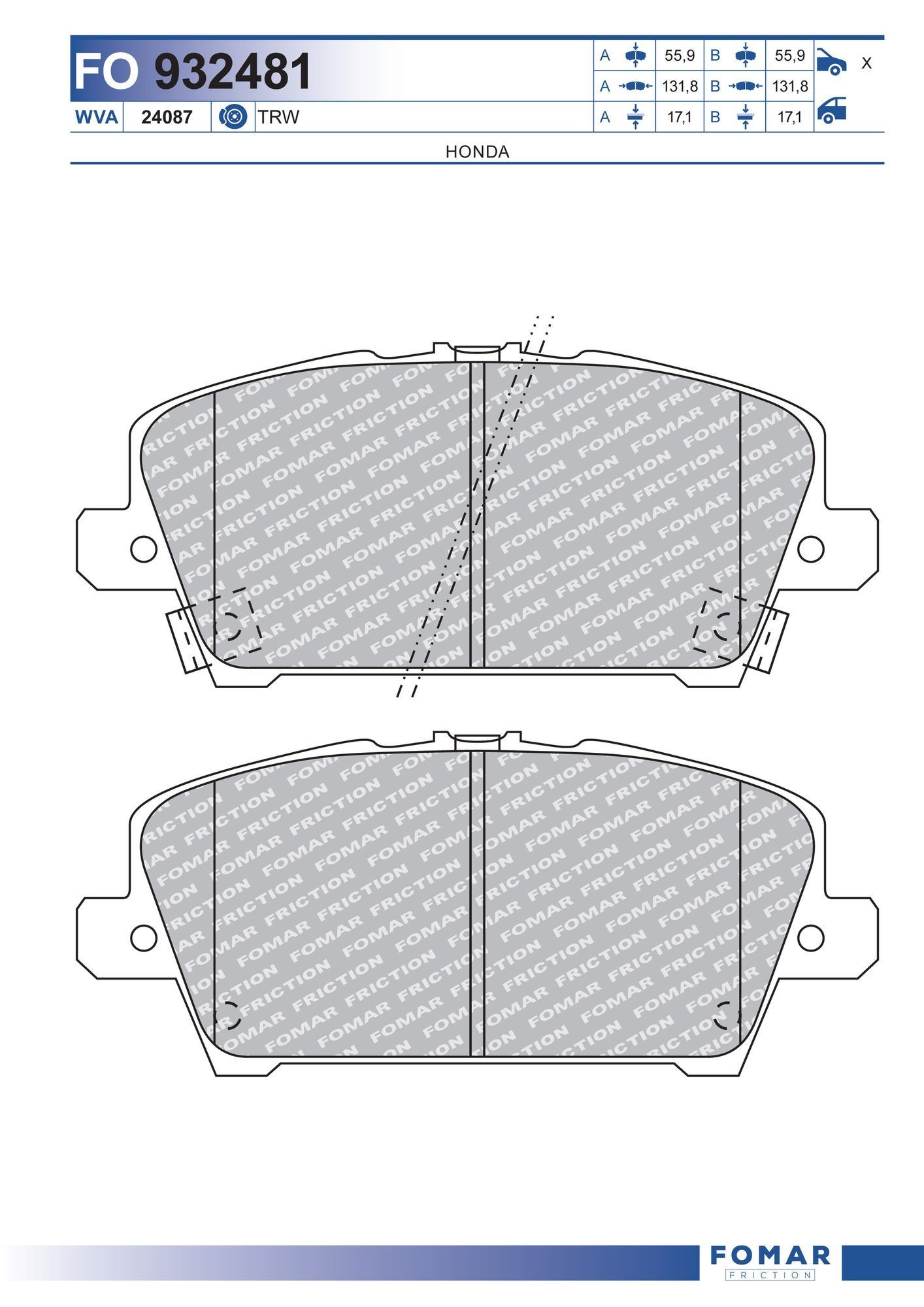FOMAR Friction FO 932481: Piduriklotsid