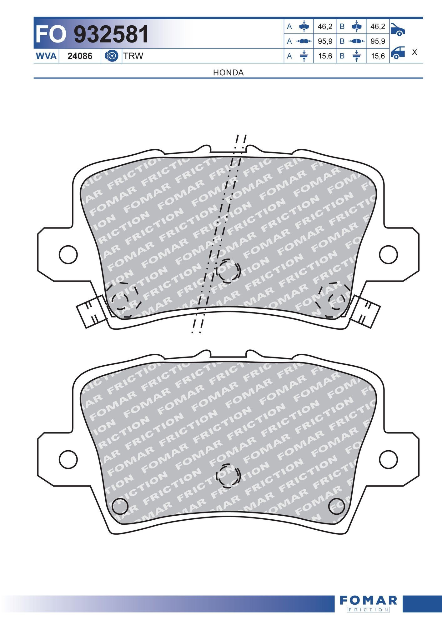 FOMAR Friction FO 932581: Piduriklotsid