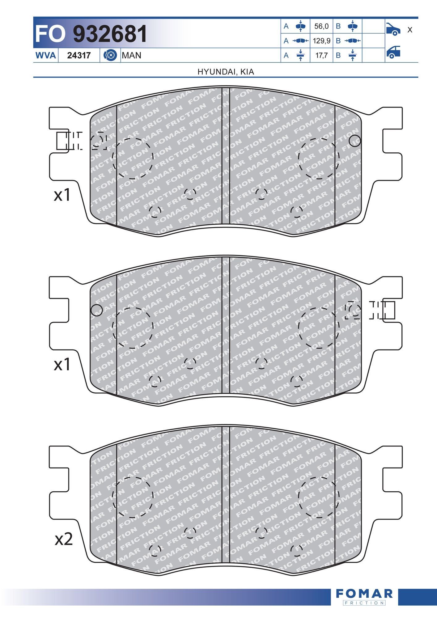 FOMAR Friction FO 932681: Piduriklotsid