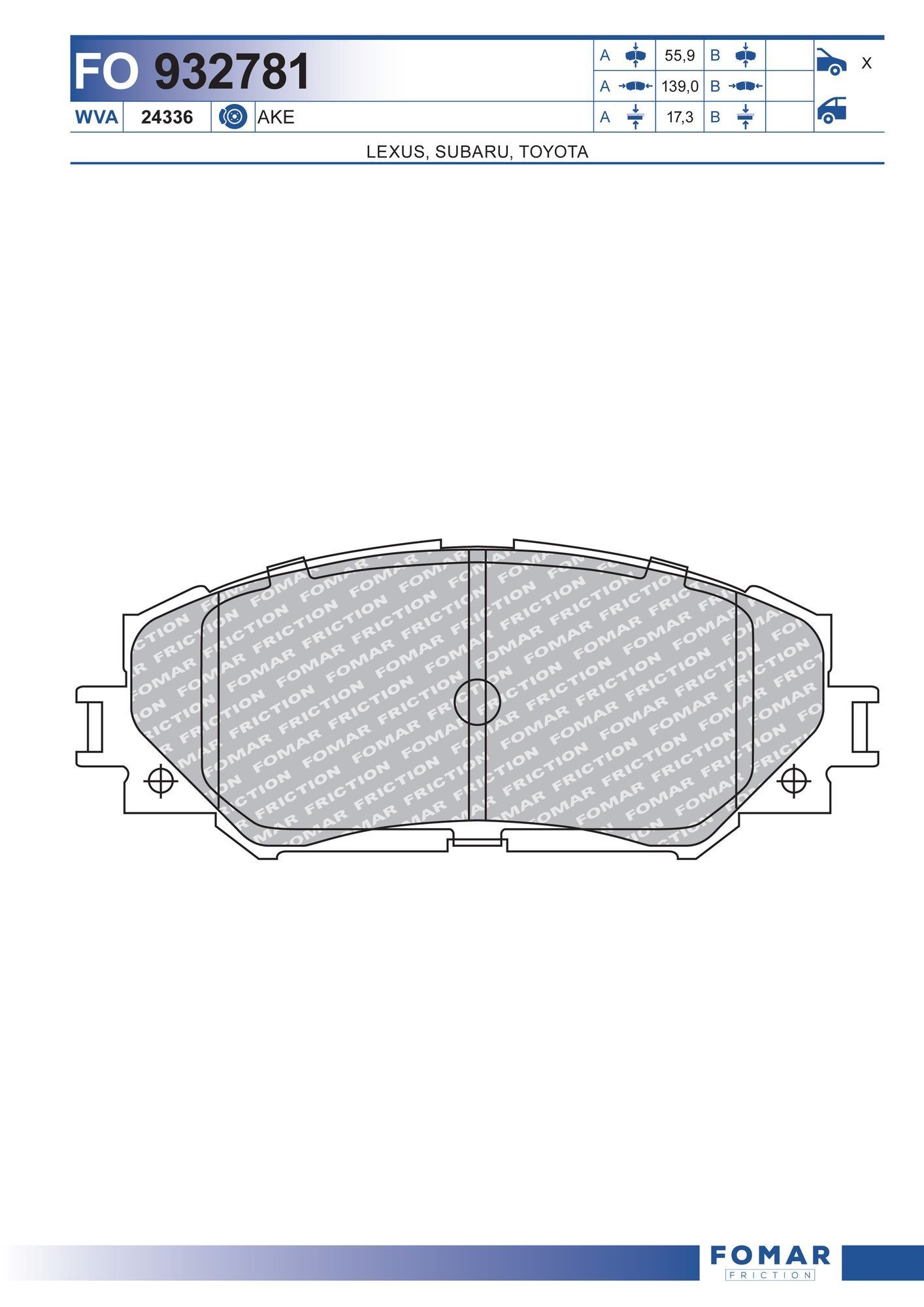 FOMAR Friction FO 932781: Piduriklotsid