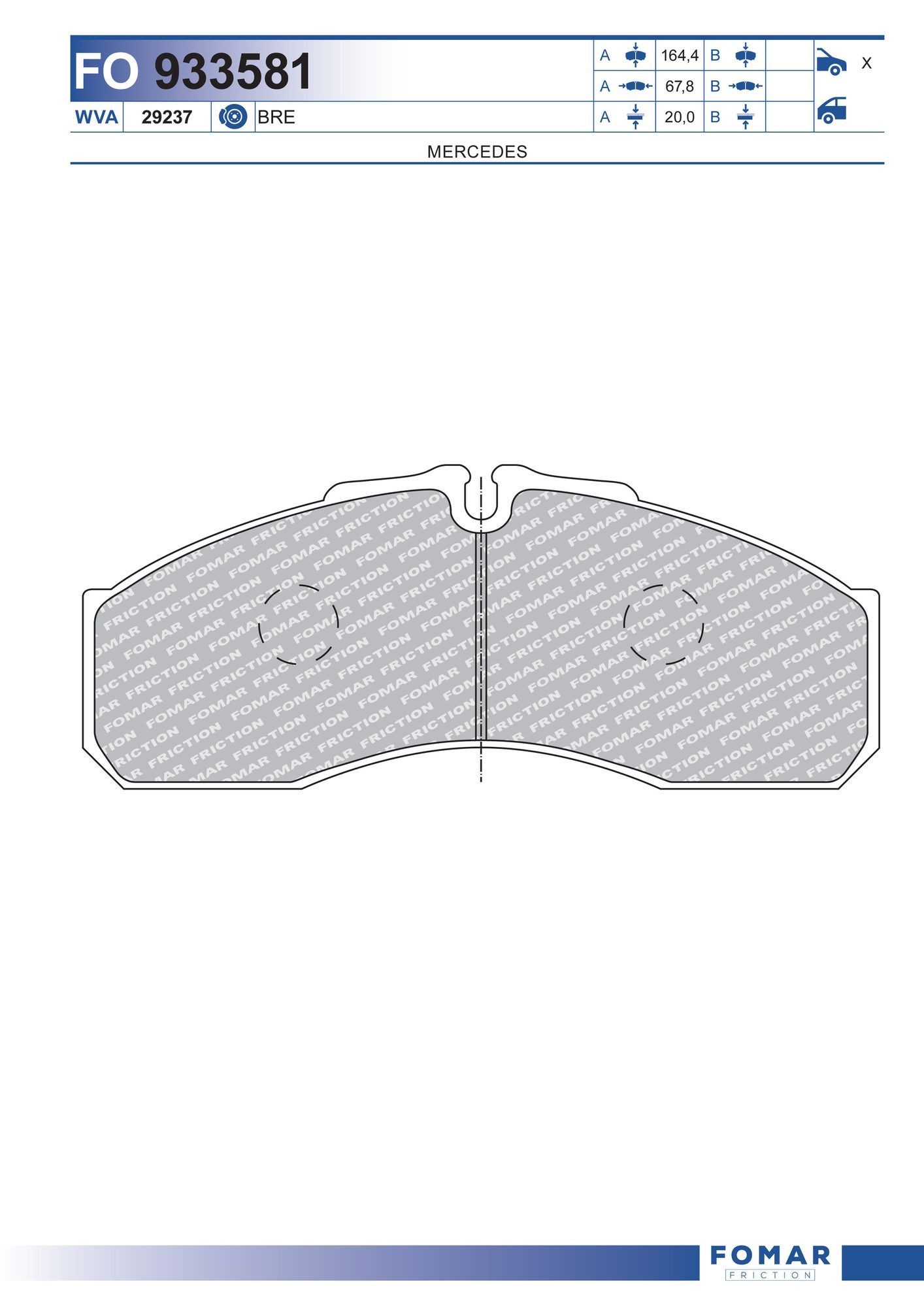 FOMAR Friction FO 933581: Piduriklotsid